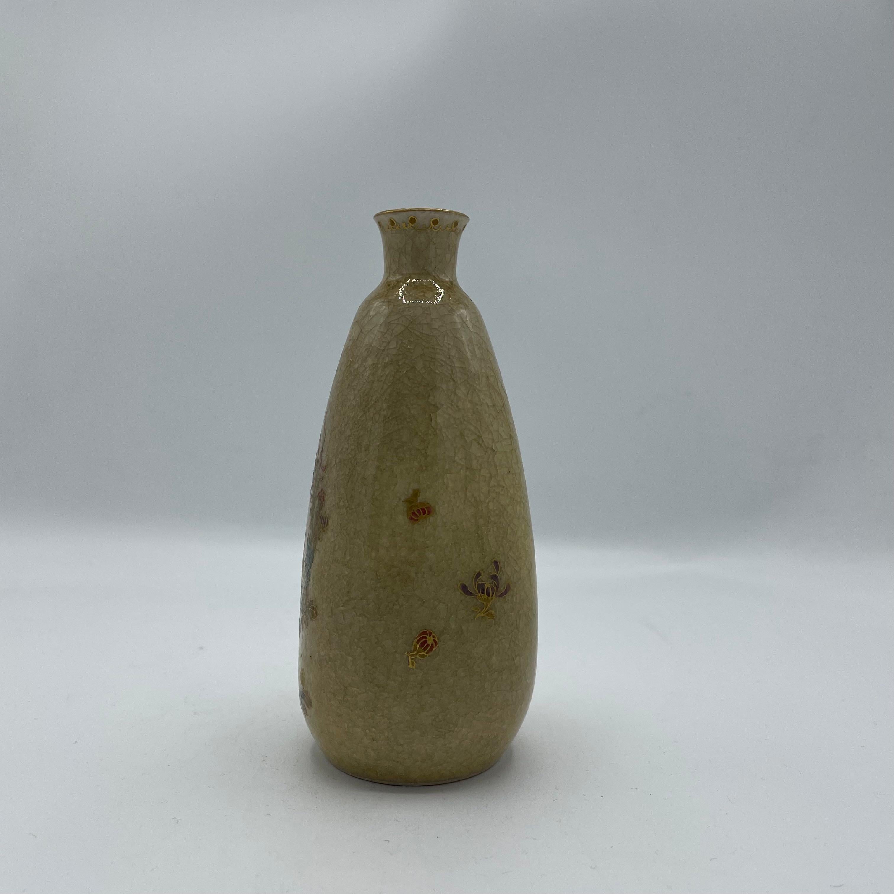 Antike japanische Sake-Flaschenflasche Tokkuri Chrysantheme 1960er Jahre (Showa)
