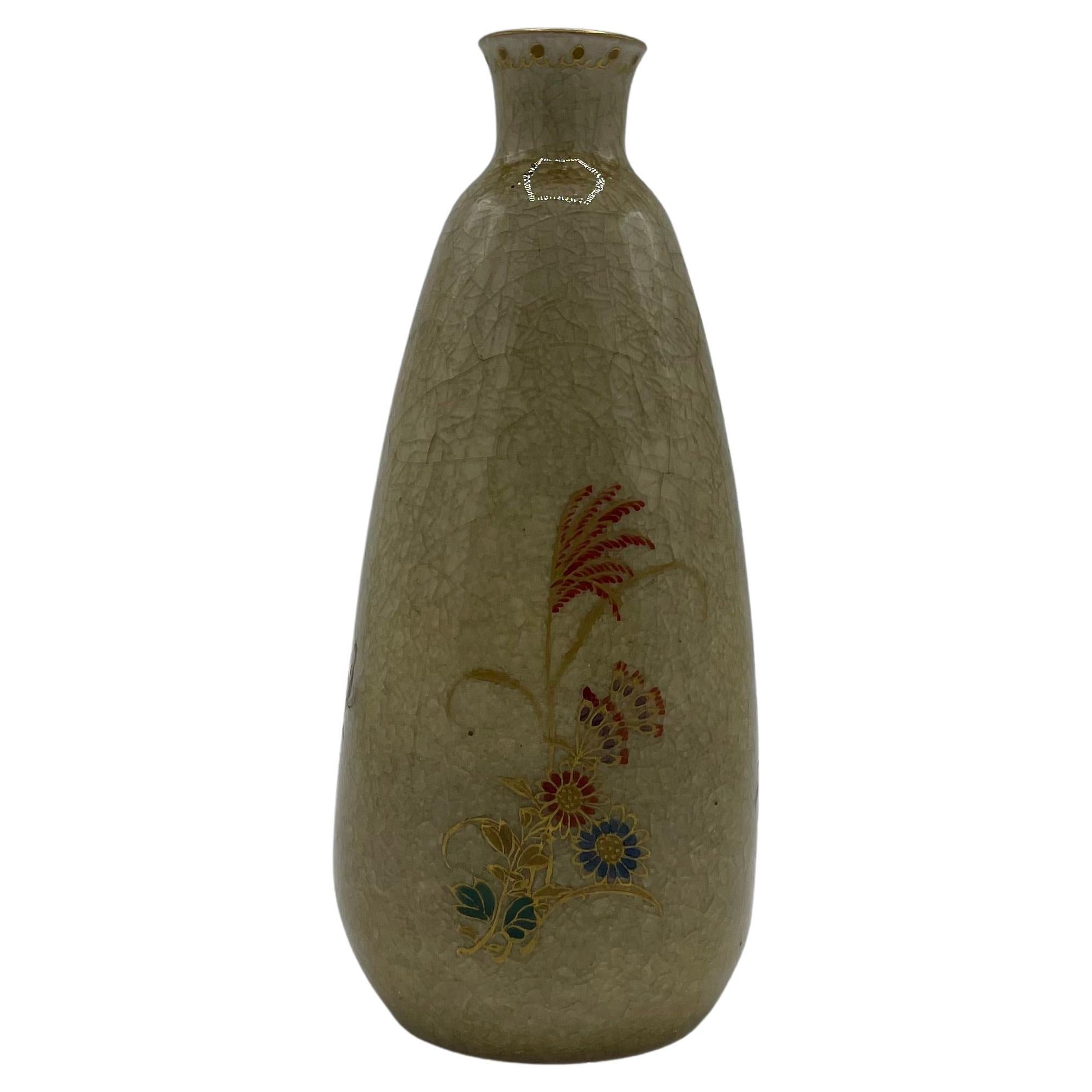 Japanese Antique Sake Bottle Tokkuri Chrysanthemum 1960s For Sale