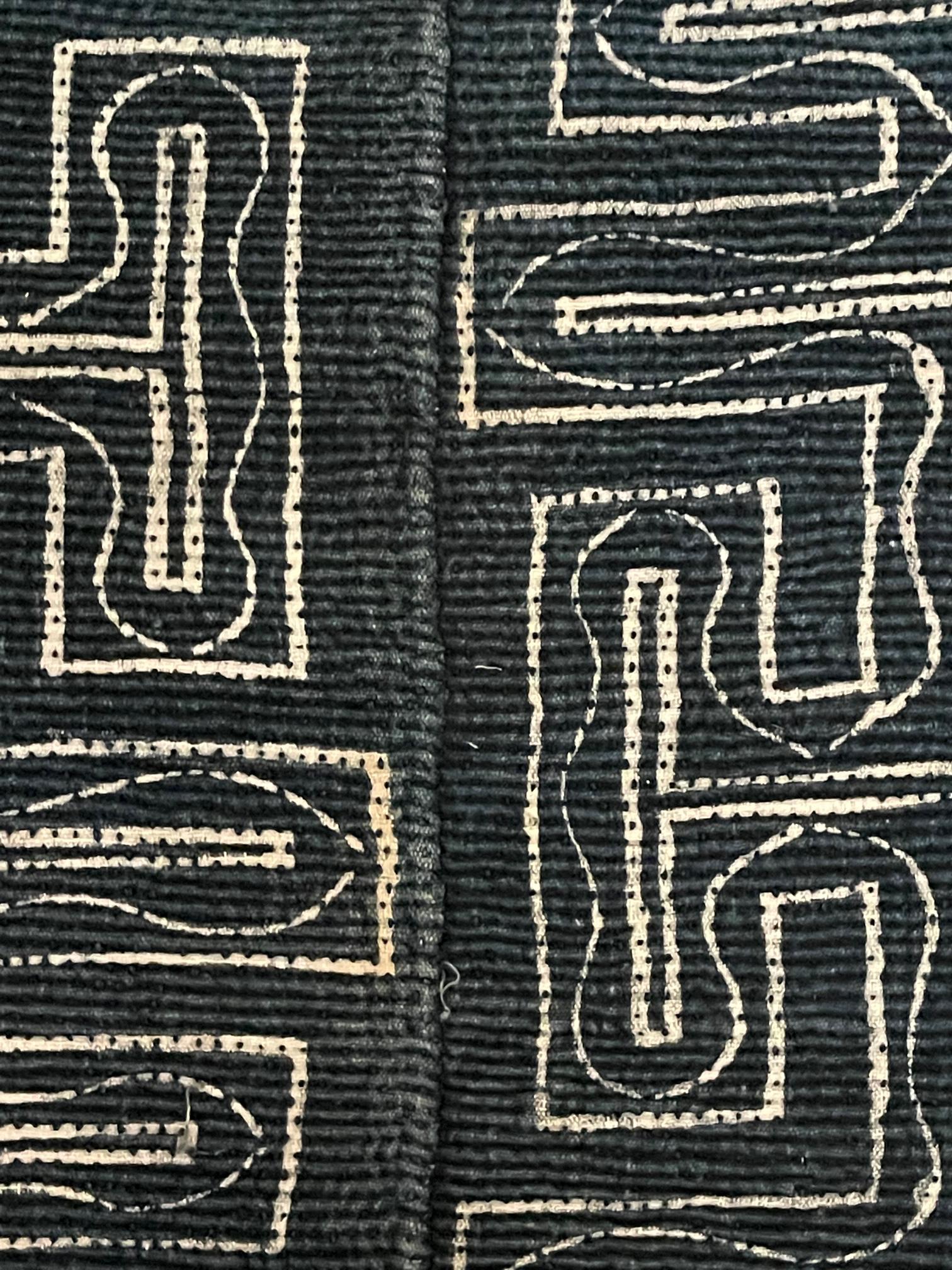 Japanese Antique Saki-Ori Farmer Jacket with Resistant Dye Pattern 5