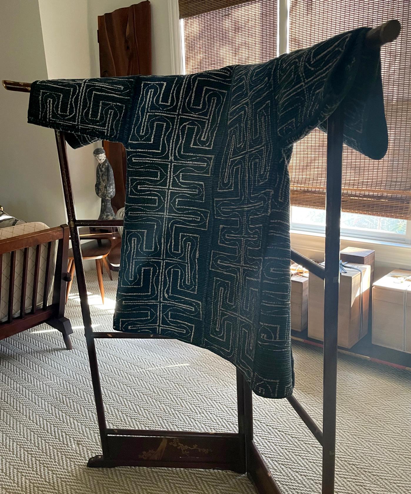 Japanese Antique Saki-Ori Farmer Jacket with Resistant Dye Pattern 8