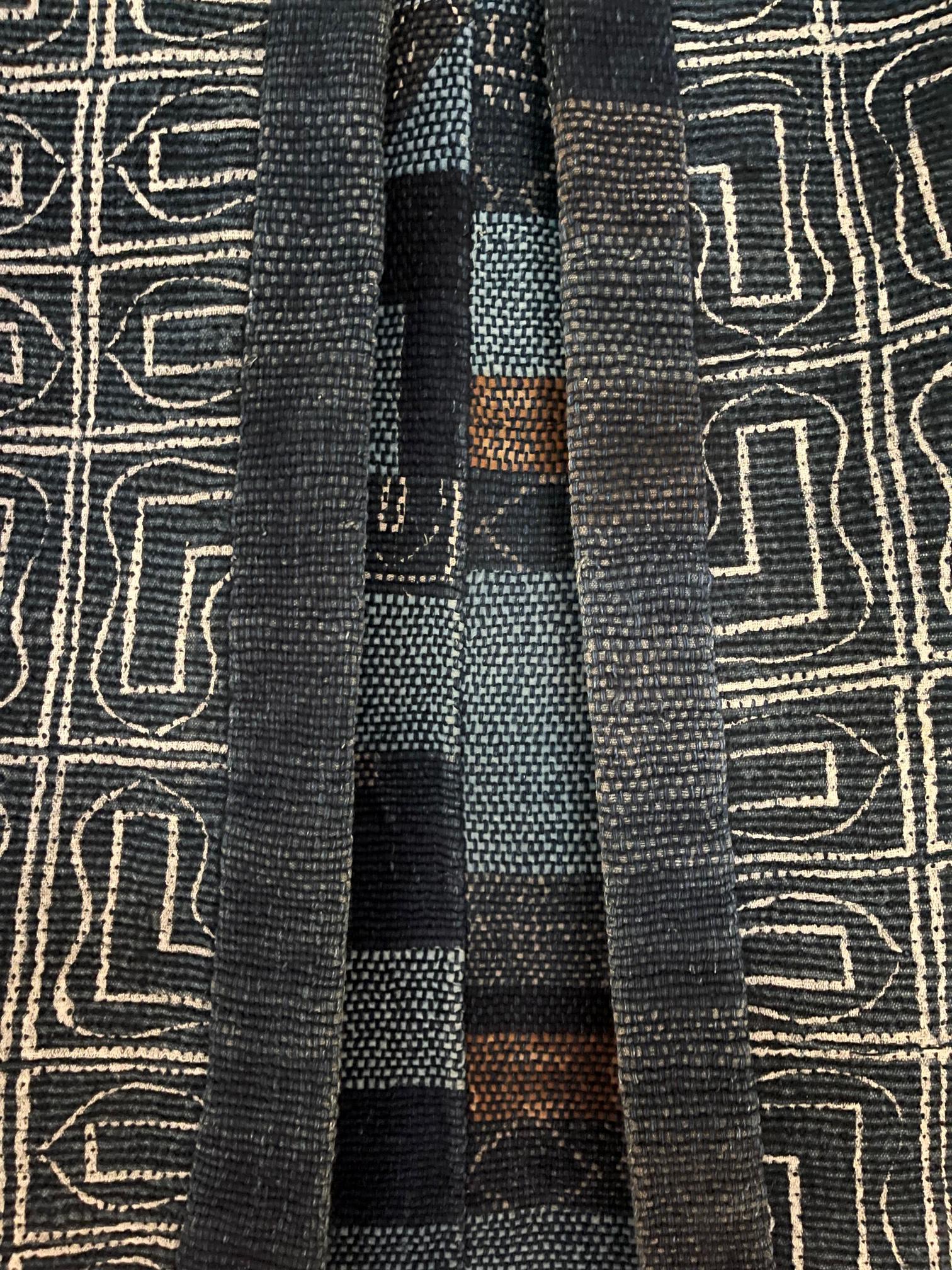 Hand-Woven Japanese Antique Saki-Ori Farmer Jacket with Resistant Dye Pattern