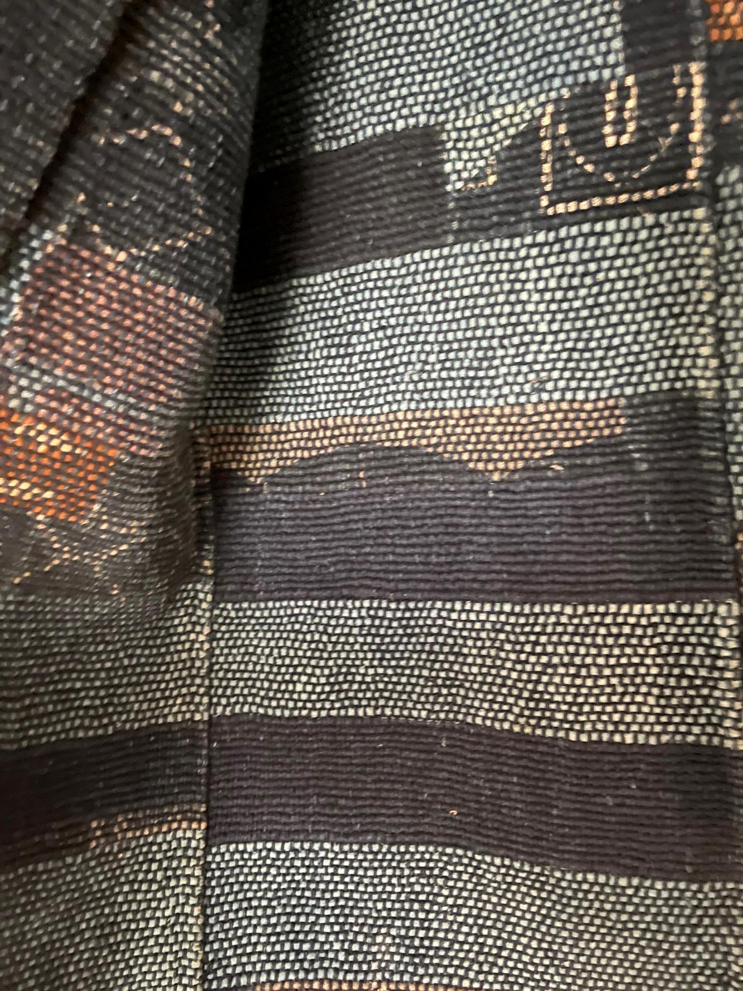 Japanese Antique Saki-Ori Farmer Jacket with Resistant Dye Pattern 2
