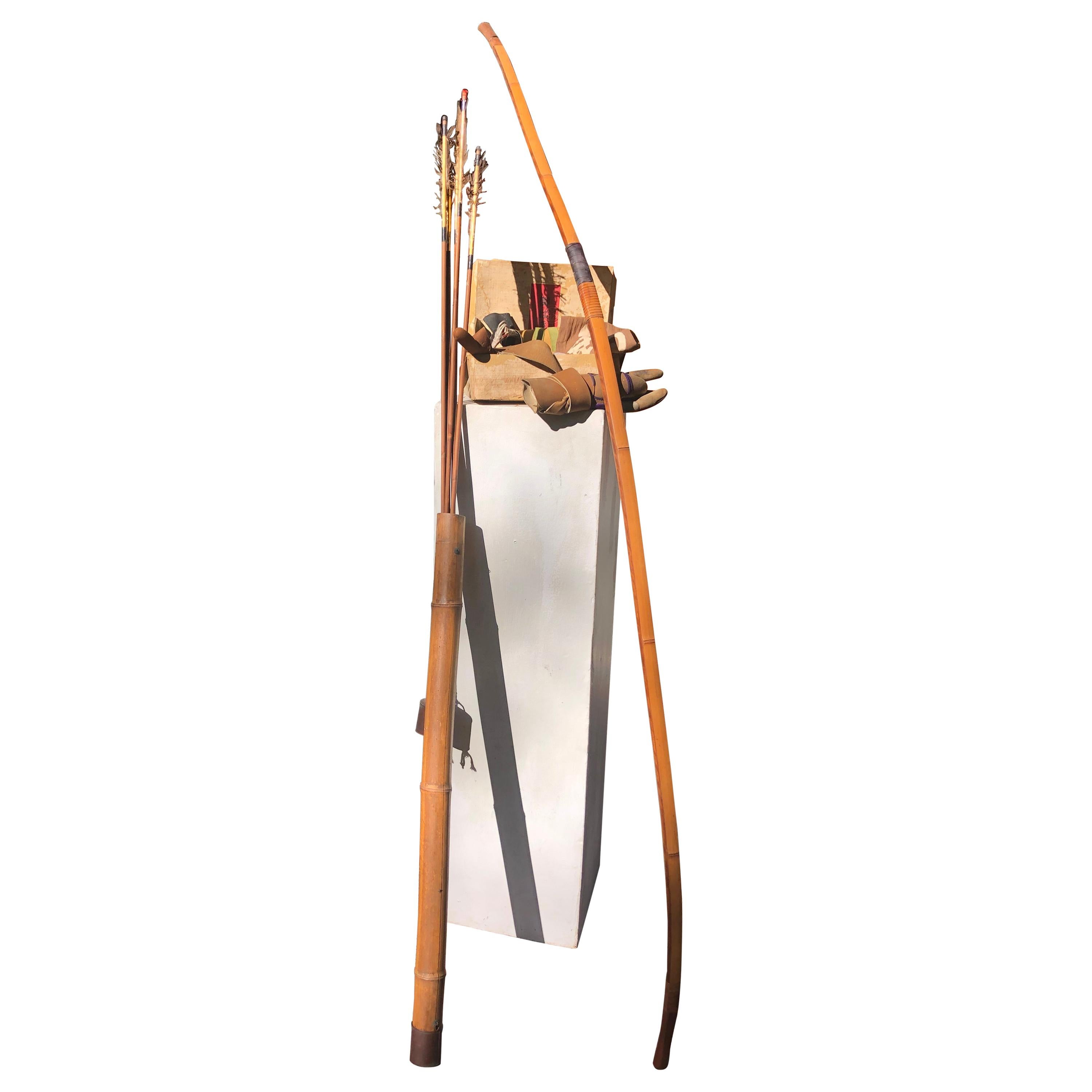 Japanese Antique Samurai Bow, Quiver, Arrows, Complete Boxed Set, Rare Find