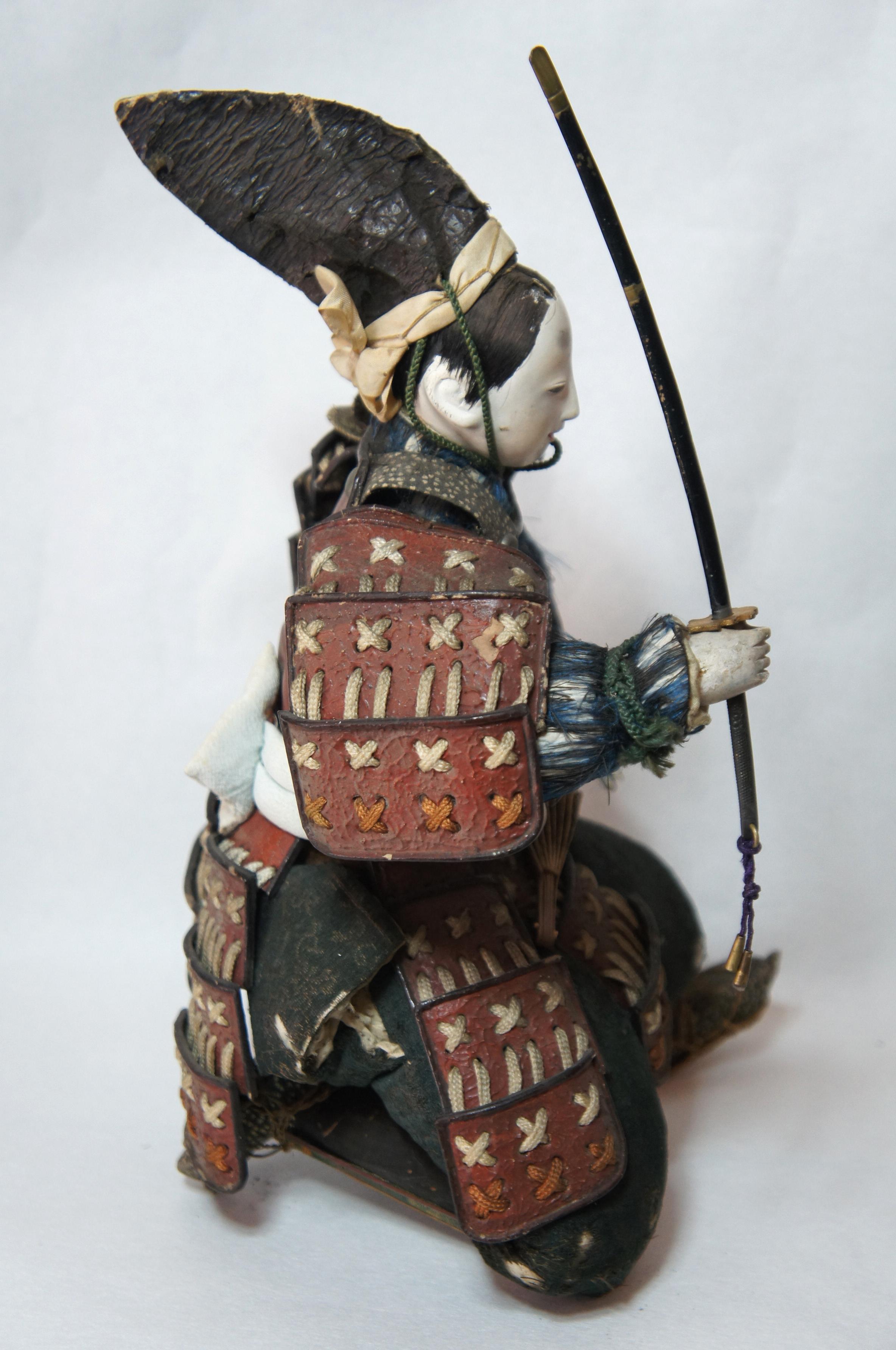 Antique Samurai doll that was made in the Edo period by skilled craftsman.

The Edo period means for 260 years from the time Ieyasu Tokugawa started Shogunate in Edo (Tokyo) in 1603, to the Restoration of imperial Rule by Yoshinobu Tokugawa, the
