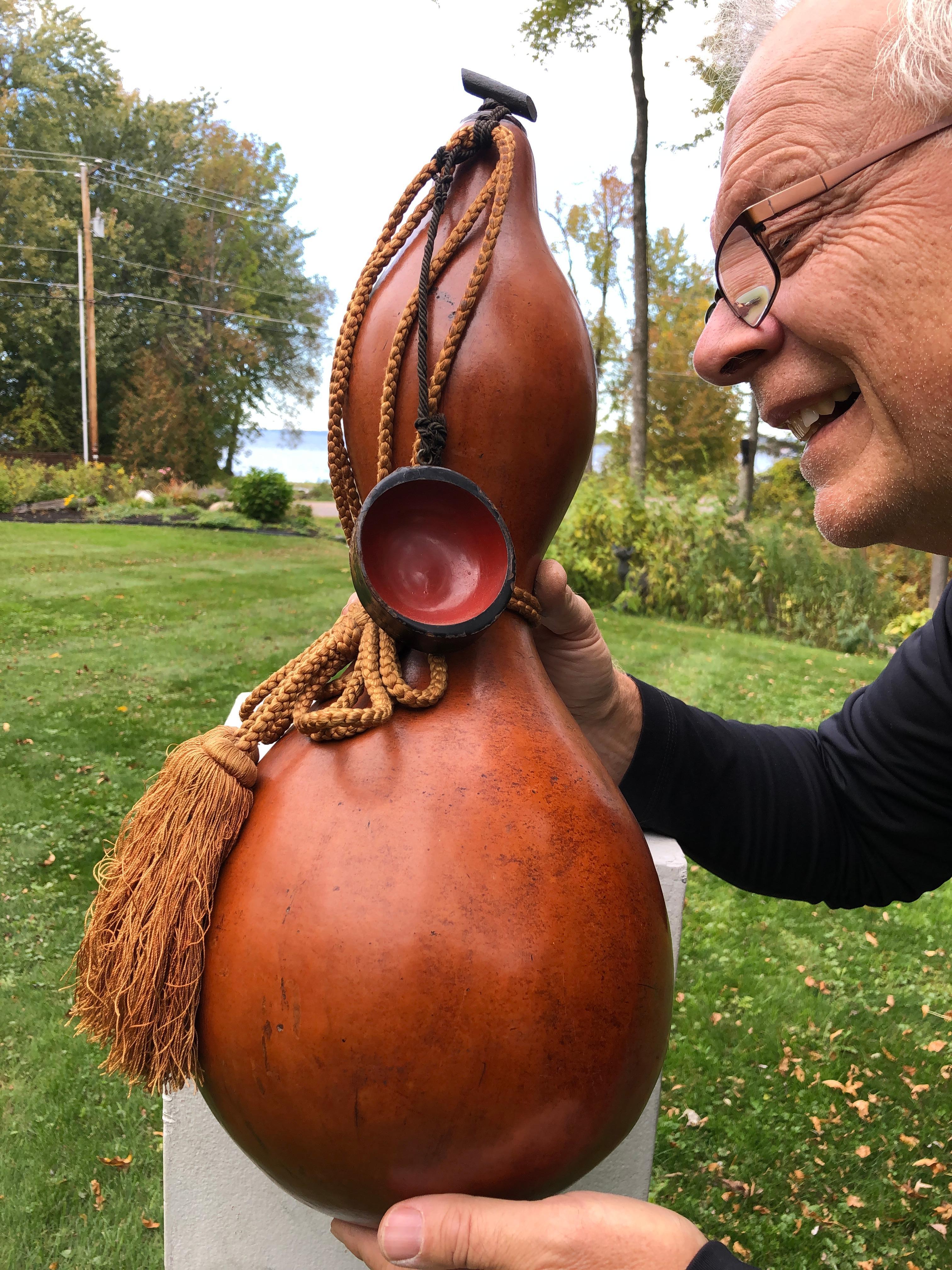 From our recent Japanese acquisitions travels

Rare find. 

Japanese large antique wine gourd 