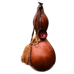 Gourde à vin japonaise ancienne de samouraï "Hyotan" avec coupe de service:: période Edo