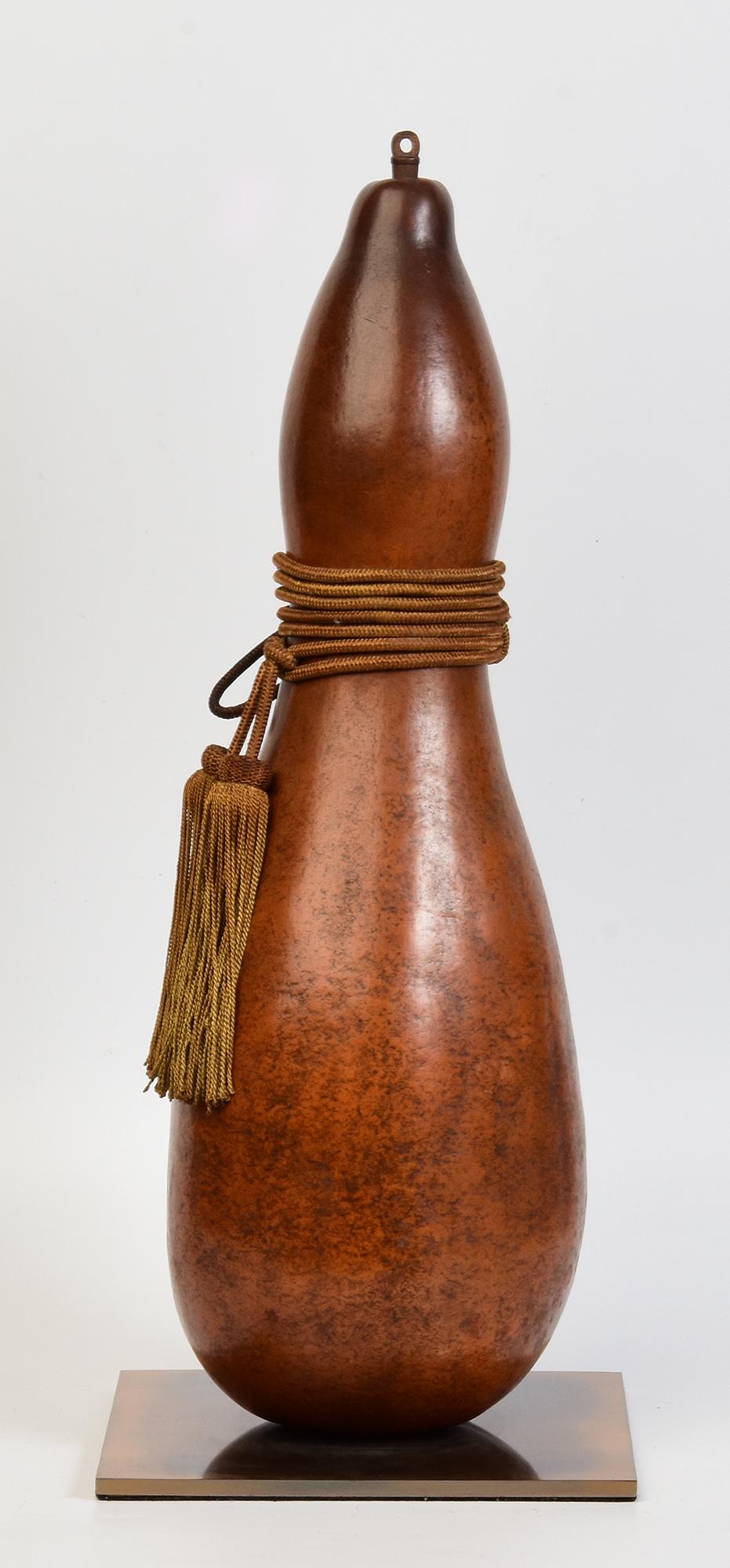 Antiguo Frasco de Calabaza Lacado Japonés Samurai para Vino / Sake 