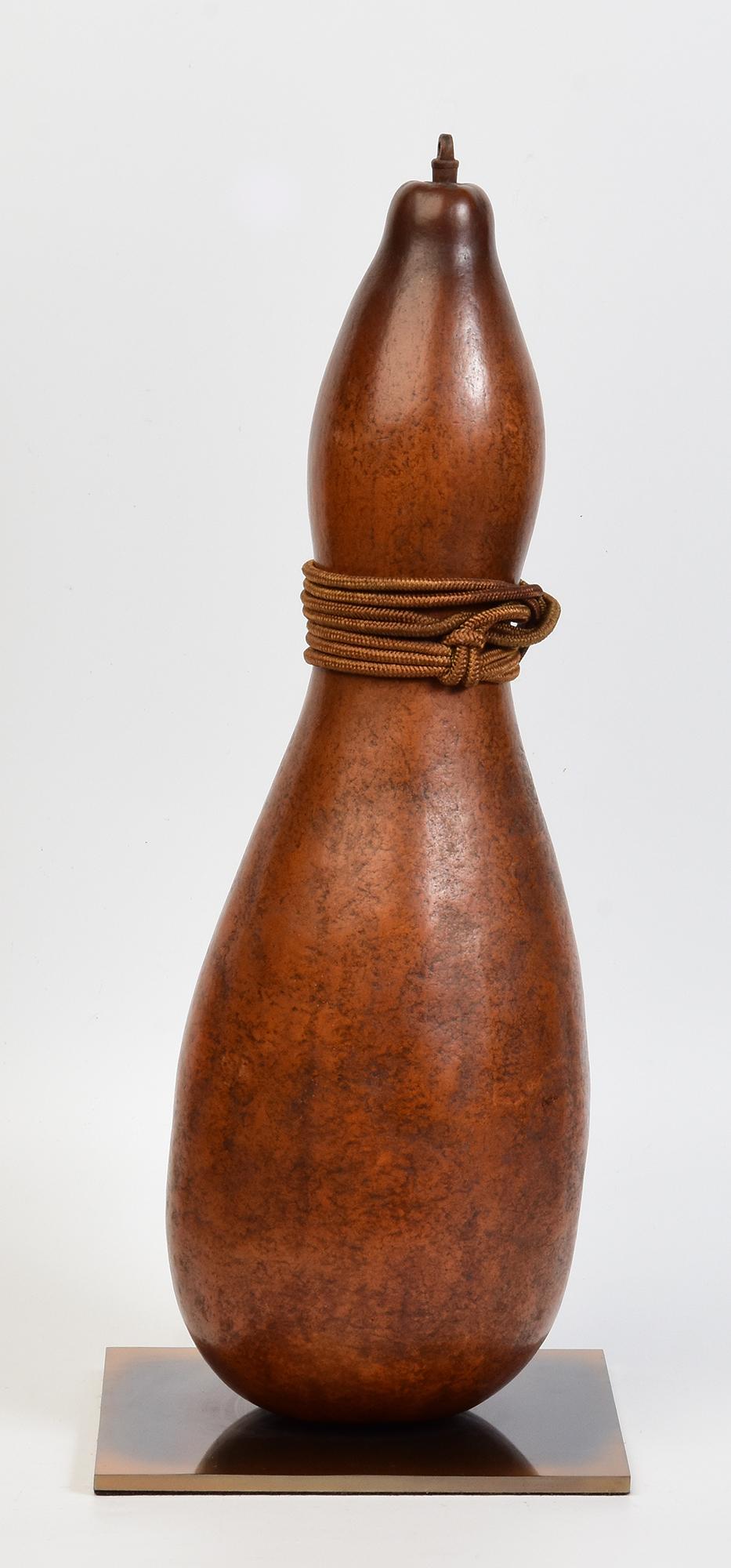 Fruitwood Japanese Antique Samurai Wine / Sake Gourd “Hyotan” Lacquered Calabash Flask For Sale