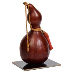 Ancienne gourde de vin/ Sake Samurai japonaise laquée Hyotan Calabash Flask