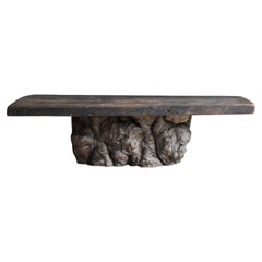 Japanese Antique Sculptural Burl Wood Low Coffee Table 1860s-1920s / Wabi Sabi