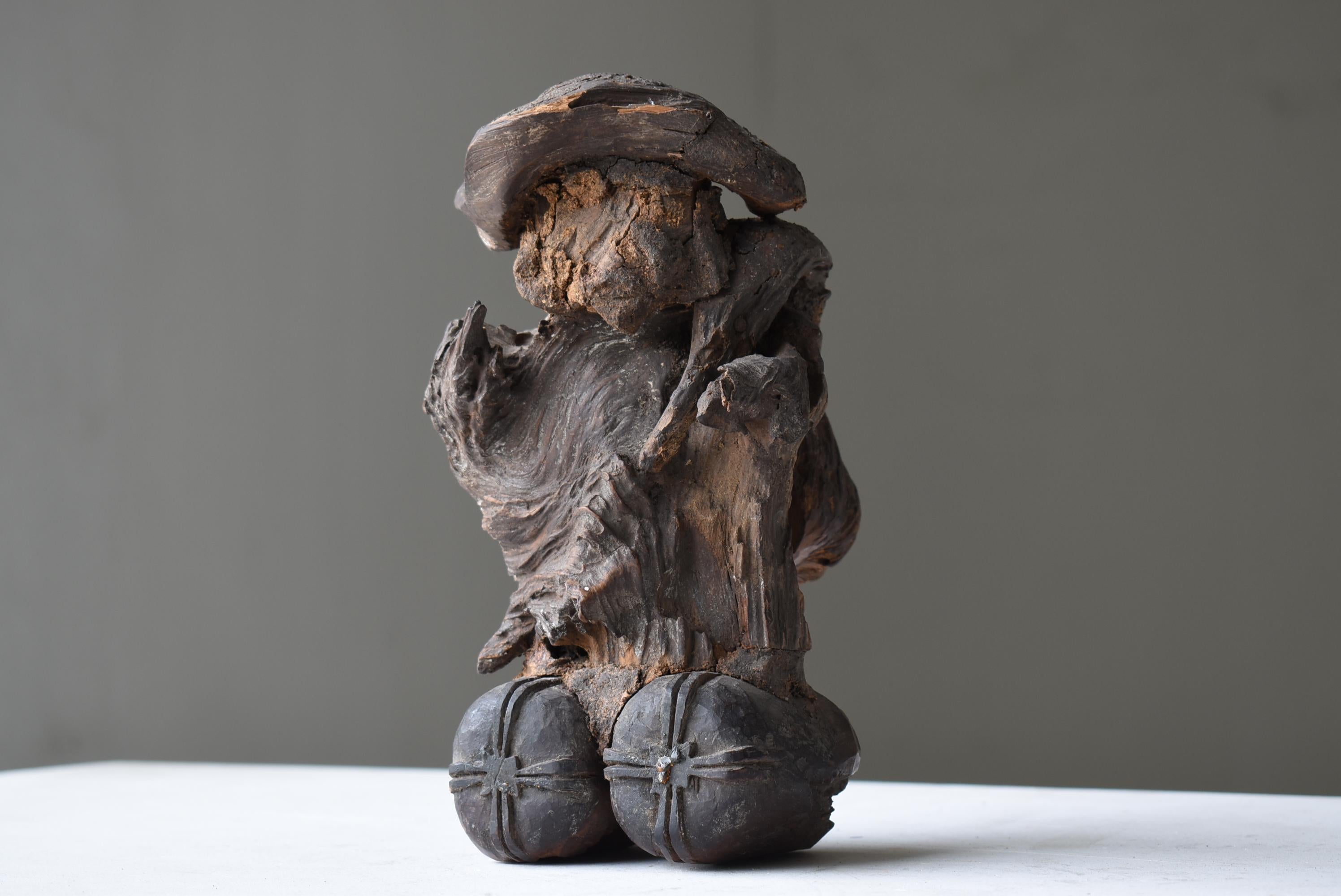 Cedar Japanese Antique Sculpture 
