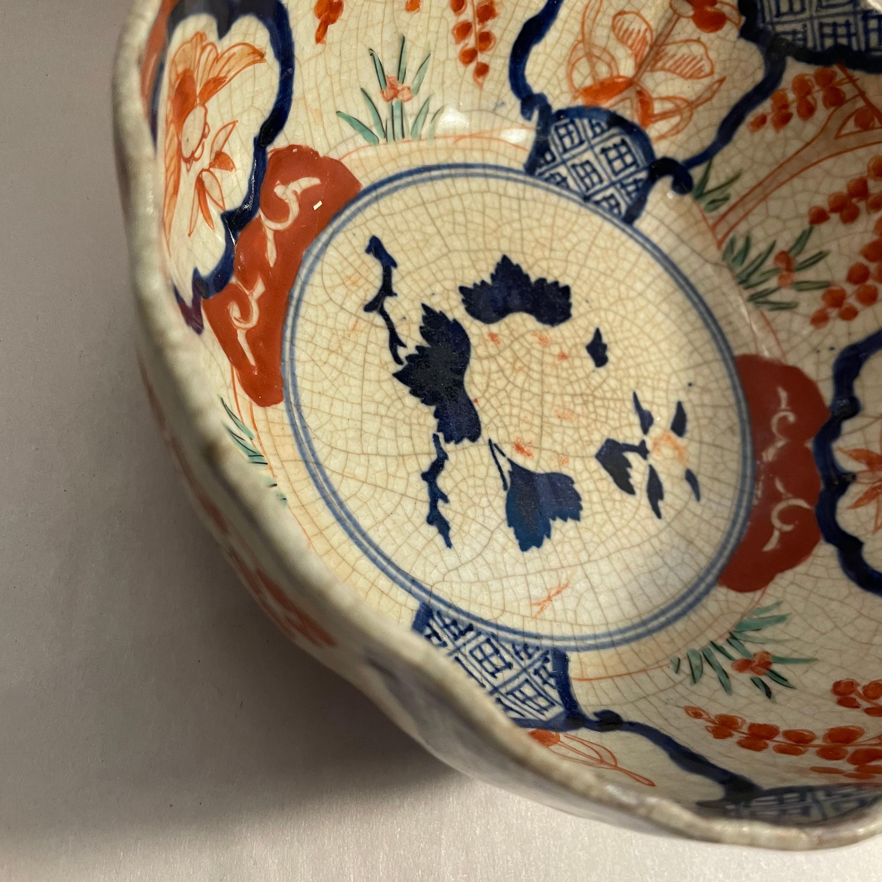 Antica ciotola da portata giapponese 1800s periodo Edo Koimari ware AkaeKacho in vendita 6
