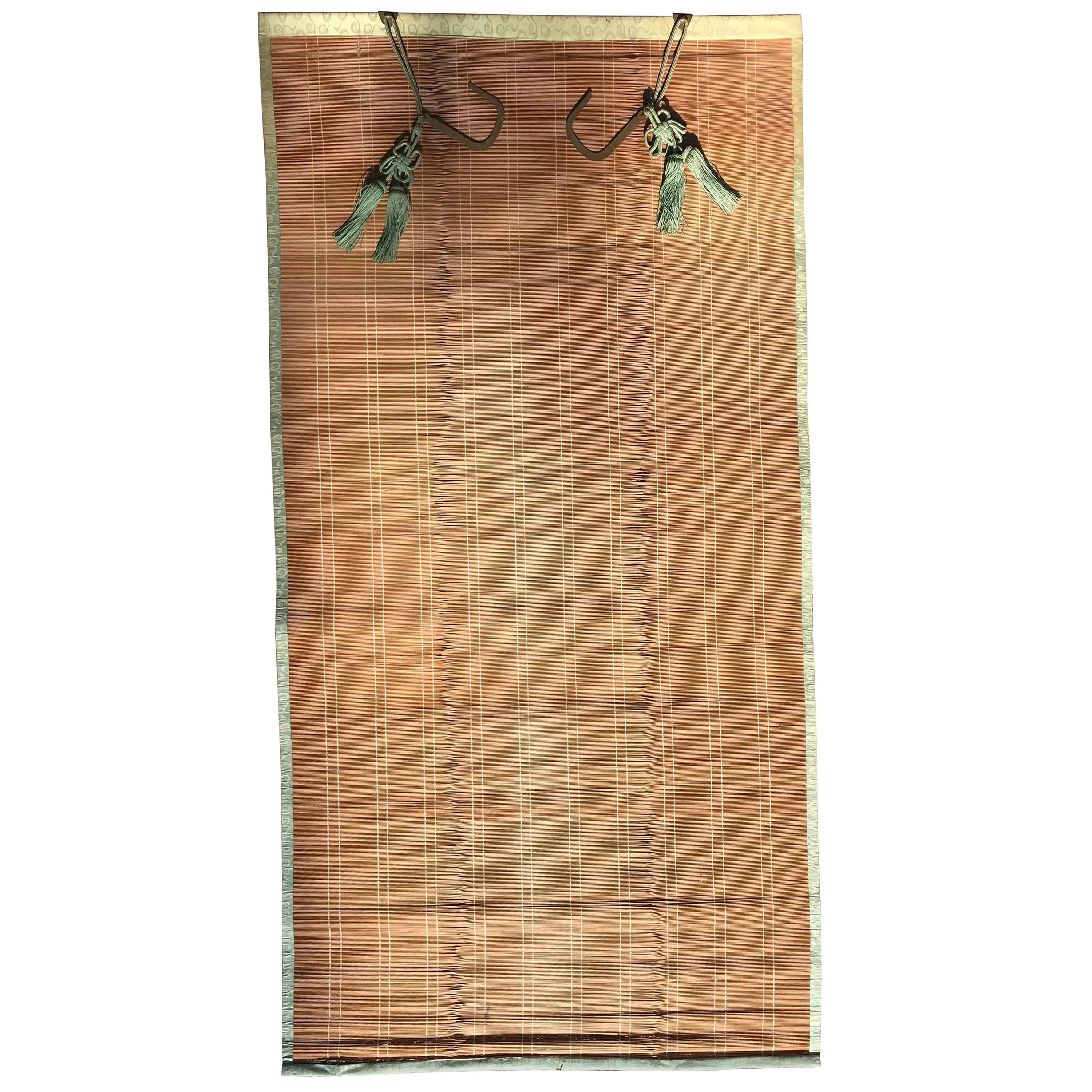 Japanese Antique Set Five Silk & Bamboo Blinds or Screens Sudare, Best in Class