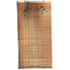 Japanese Antique Set Five Silk & Bamboo Blinds or Screens Sudare, Best in Class