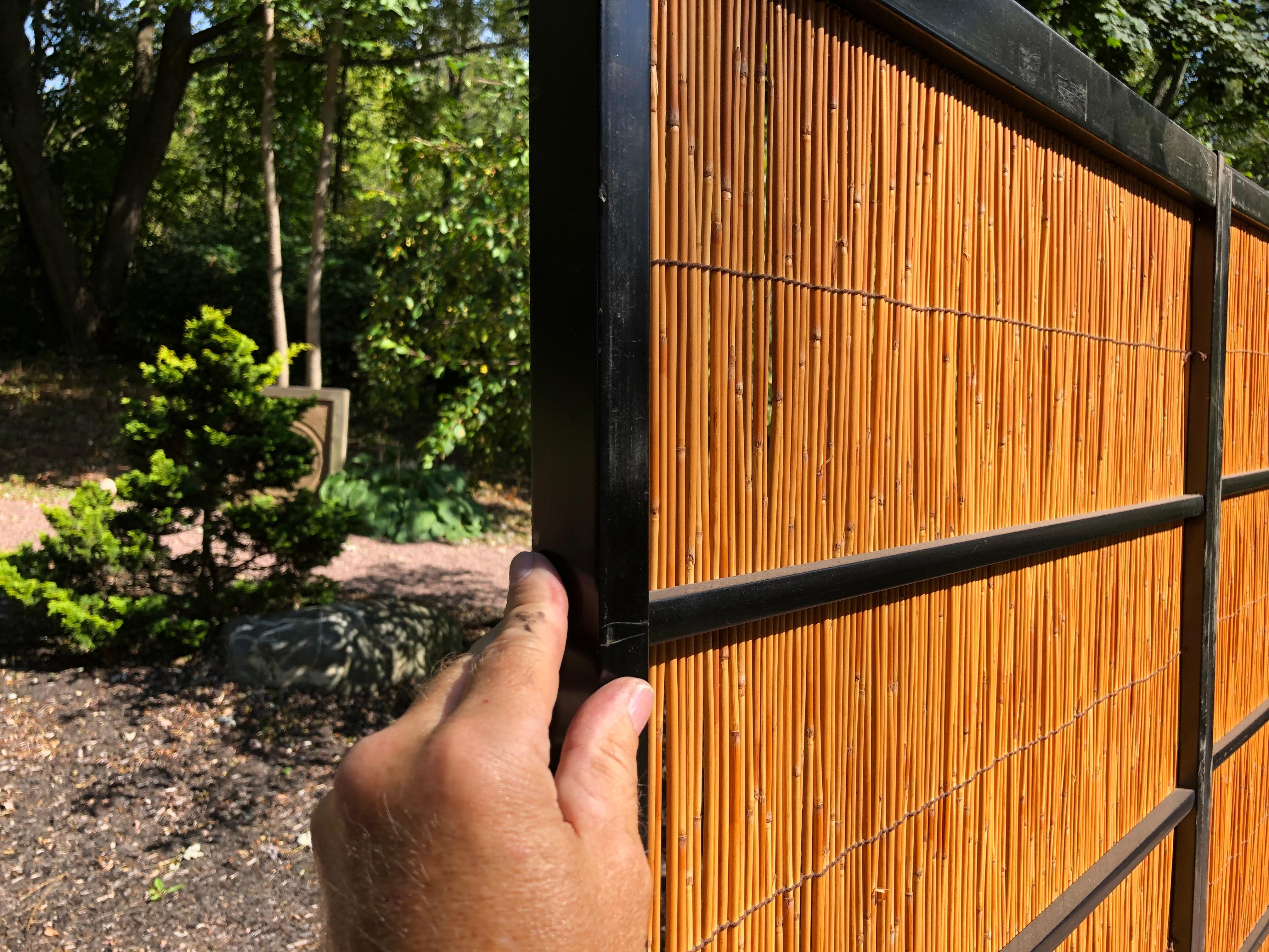 Japanese Set of Four Fine Black Lacquer Shoji Doors Screens Birds & Bamboo 3