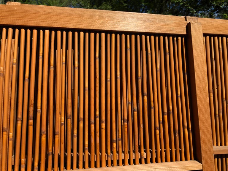 Japanese Antique Set Four Fine Natural Shoji Bamboo Doors Screens, Moon