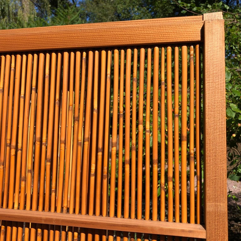 Japanese Antique Set Four Fine Natural Shoji Bamboo Doors Screens, Moon