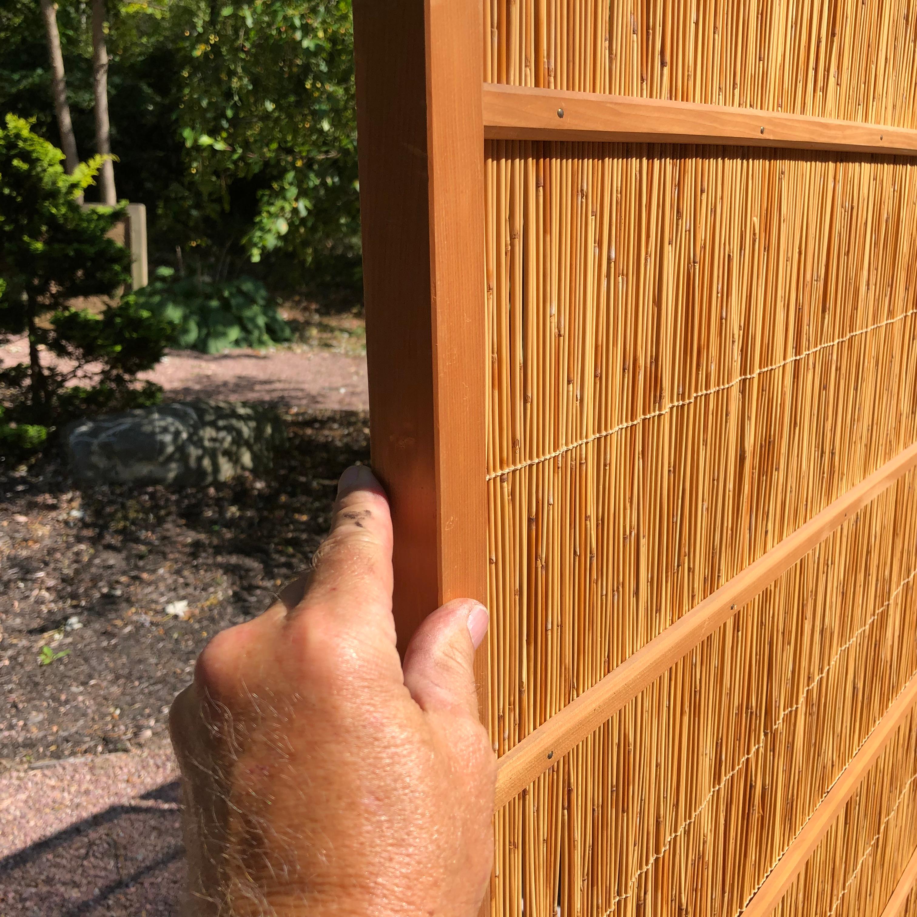 Japanese Antique Set Four Fine Natural Shoji Bamboo Doors Screens, Trees & Boats 3