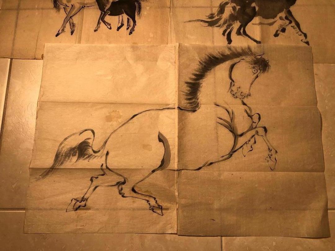Japanese Antique Set Hand Color Paintings Horses, Horses, Manuscript Album In Good Condition In South Burlington, VT