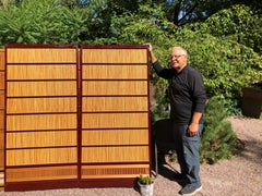 Japanischer Satz von zwei feinen roten Lack Shoji-Türen Bildschirme