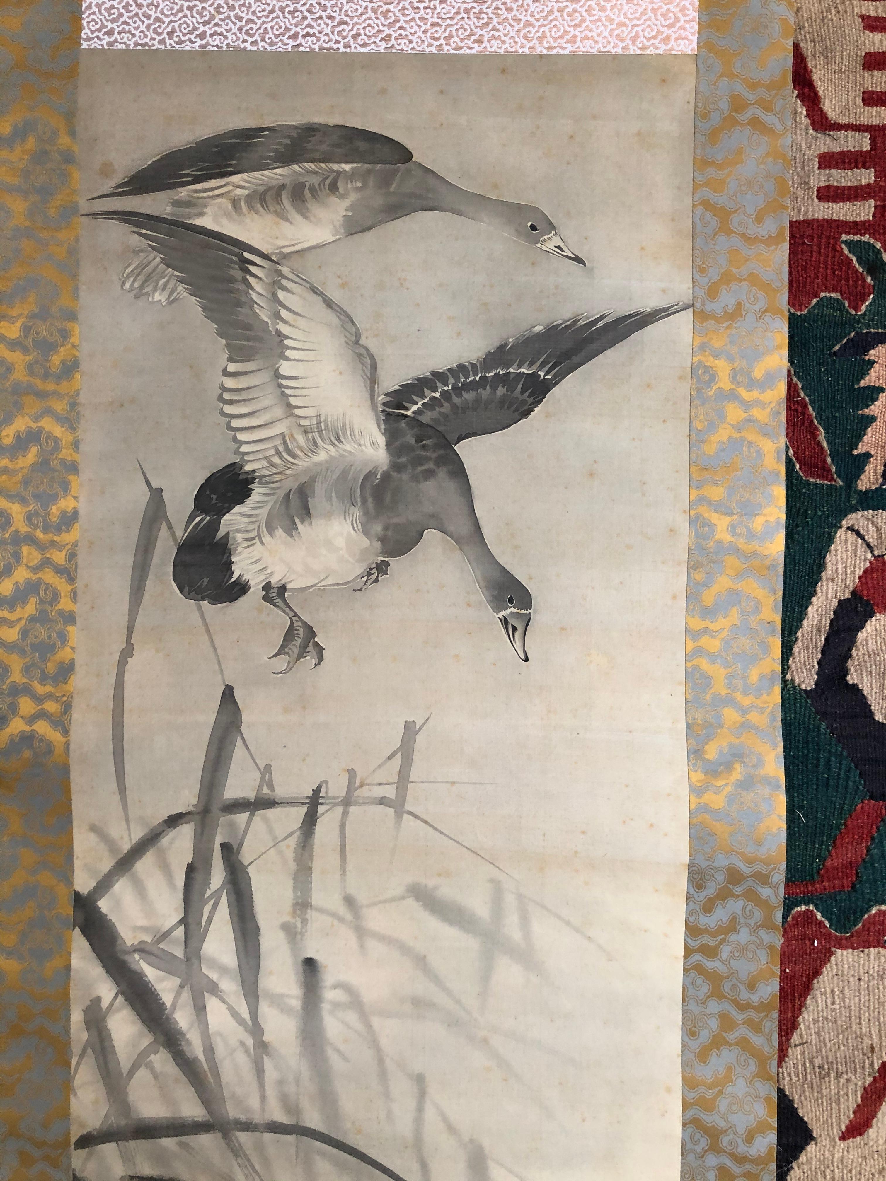 Taisho Japanese Antique Set of Two Hand Painted 