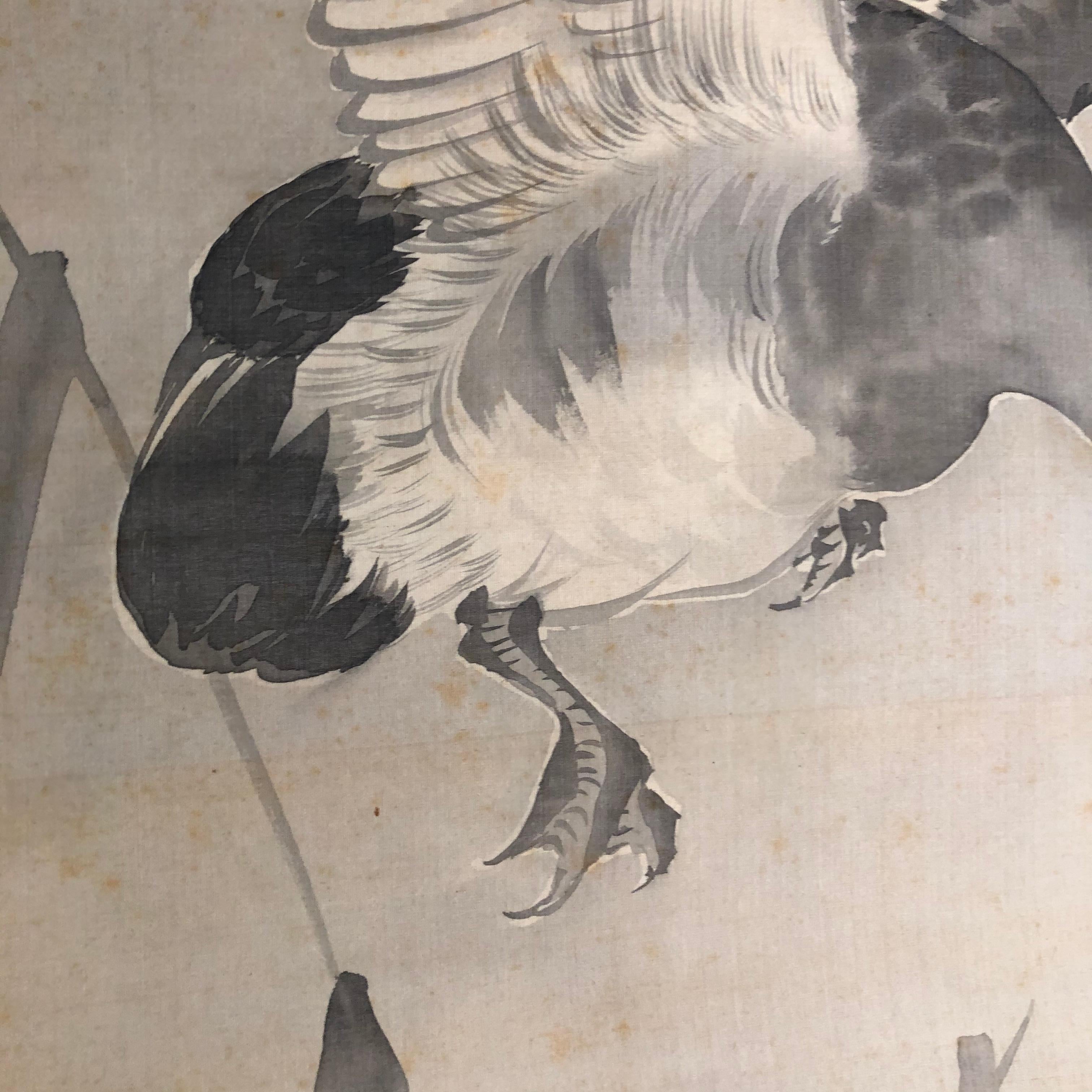 20th Century Japanese Antique Set of Two Hand Painted 