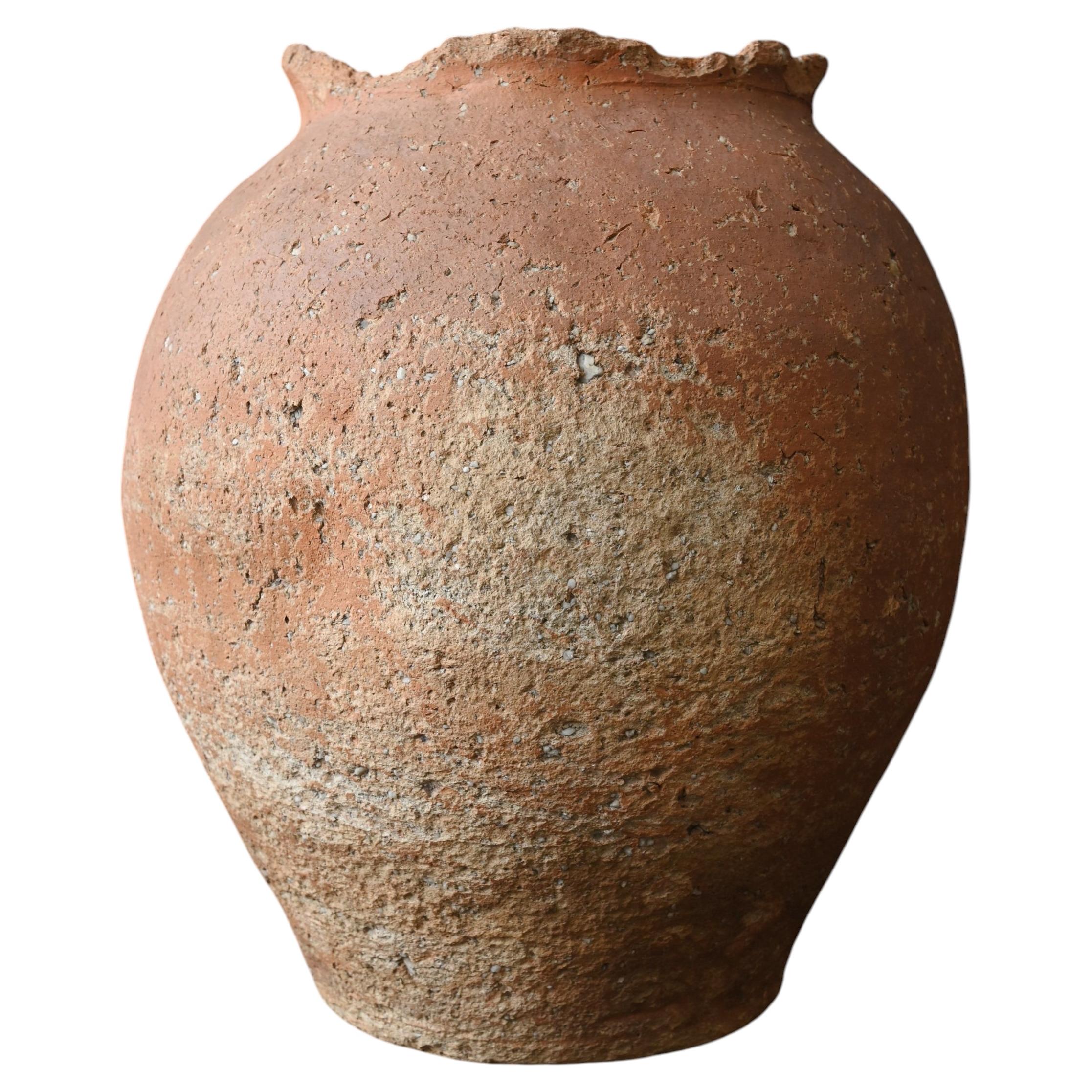 Jarra de cerámica antigua japonesa de Shigaraki / Wabi-Sabi / Siglo XV
