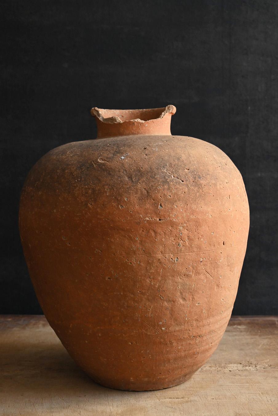 Fait main Vase Shigaraki japonais ancien/vase wabi-sabi transparent/16e siècle en vente