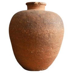Jarrón antiguo japonés de loza Shigaraki/jarrón wabi-sabi ondulado/siglo XVI