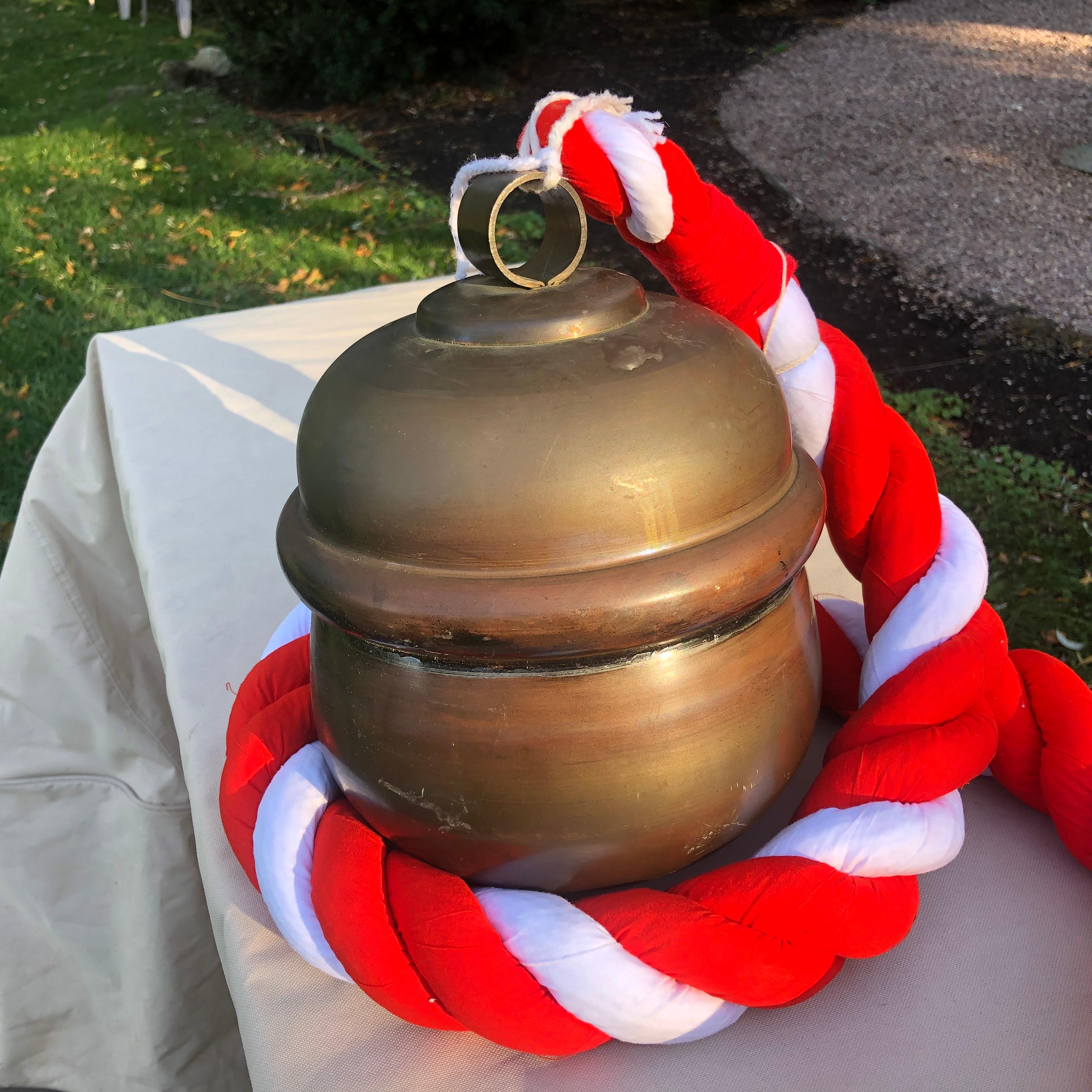 Cast Japanese Antique Shinto Suzu Temple Bell Set Four '4' and Rope Handle, Rare Find