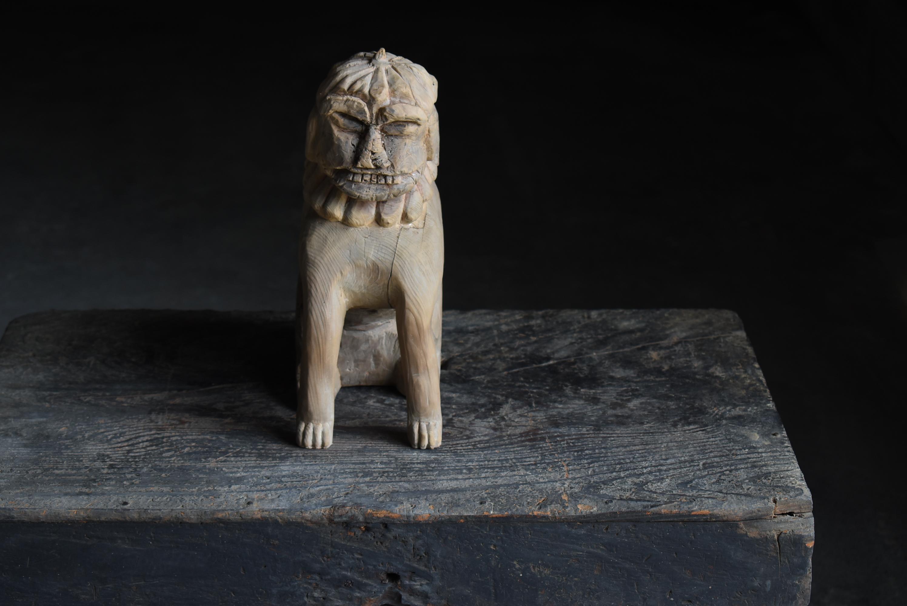 Japanese Antique Shrine Guardian Dog Statues 'Komainu' 1800s-1860s/Mingei 13