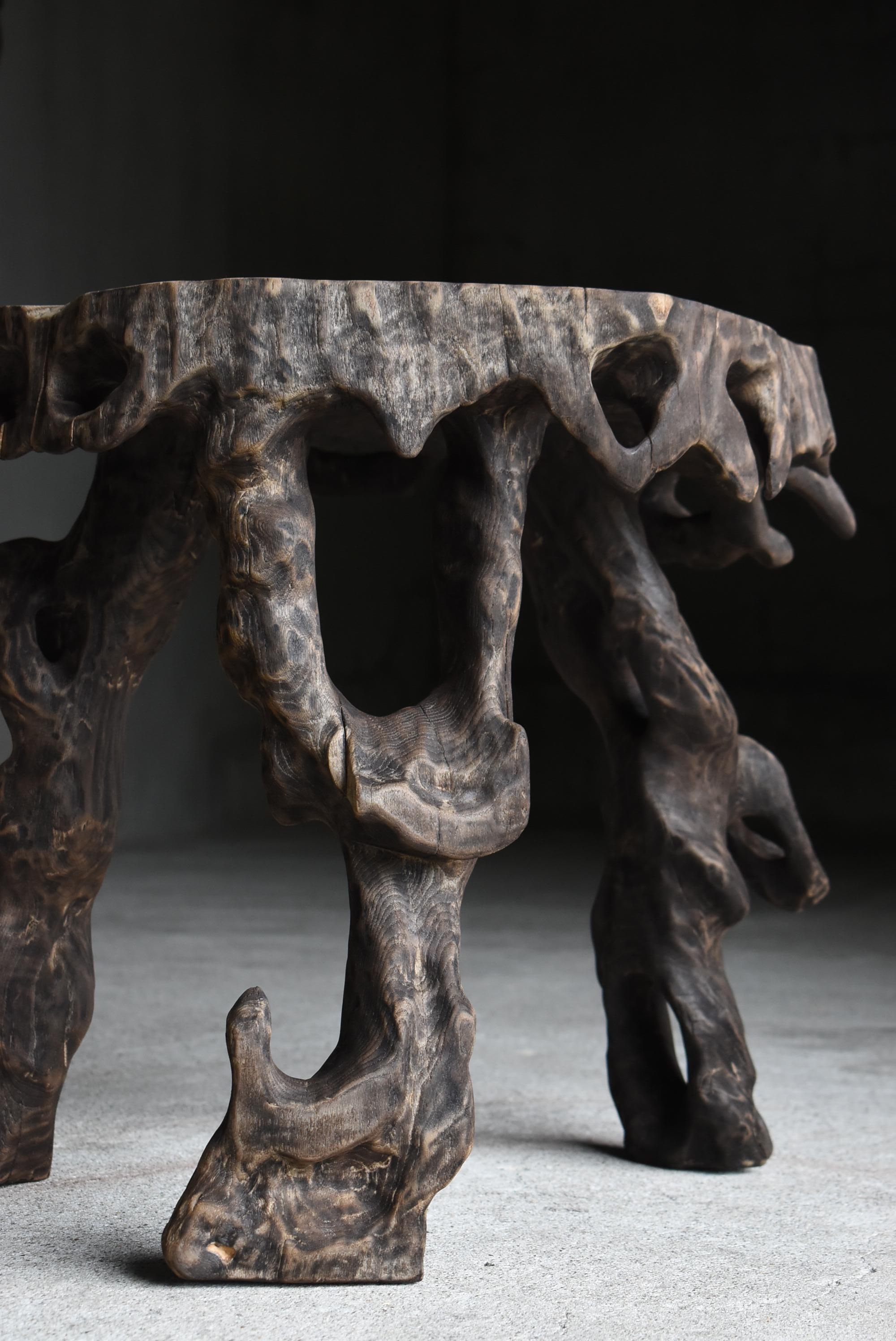 20th Century Japanese Antique Side Table Carved from a Single Block 1900s-1940s / Wabisabi For Sale