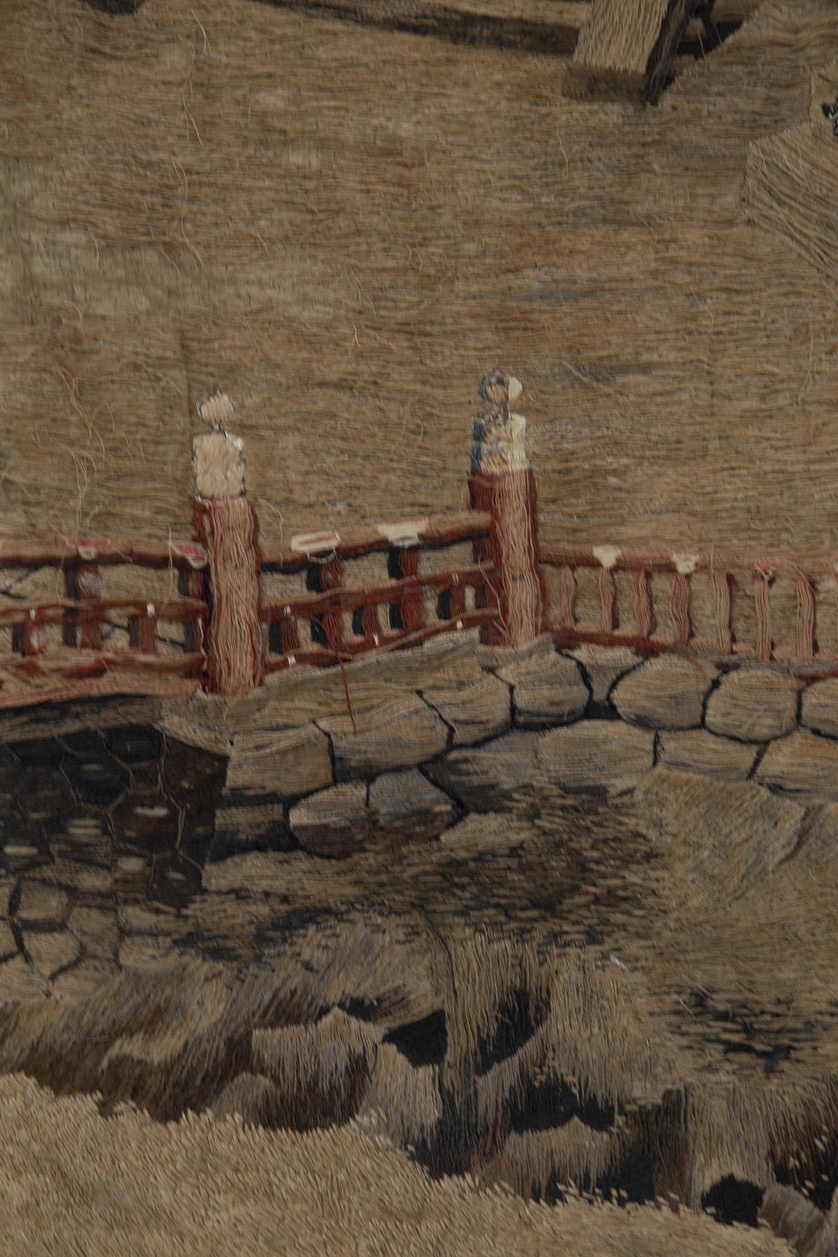 Tapiz japonés antiguo de seda y algodón principios del siglo XIX en venta