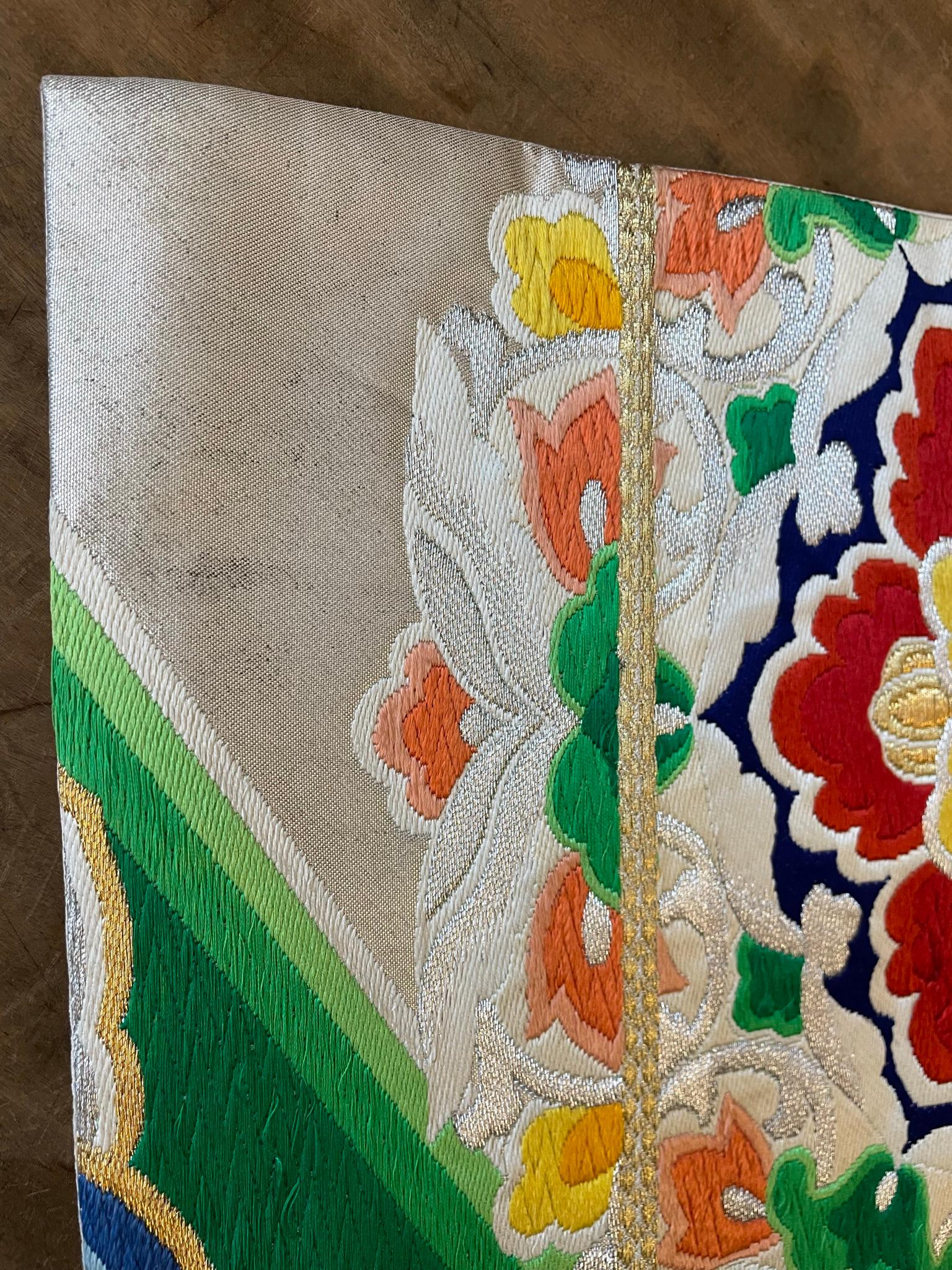 Showa Japanese Antique Silk Kimono Belt, 1960s For Sale