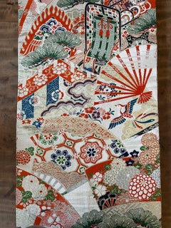 Japanese Antique Silk Kimono Obi Belt Nishijin-Ori 1960s