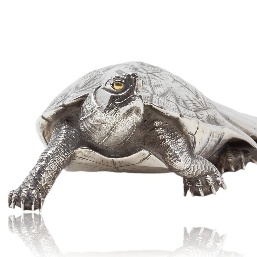 Minogame japonais en bronze argenté ancien de Ryūbundō Période Meiji en vente 3