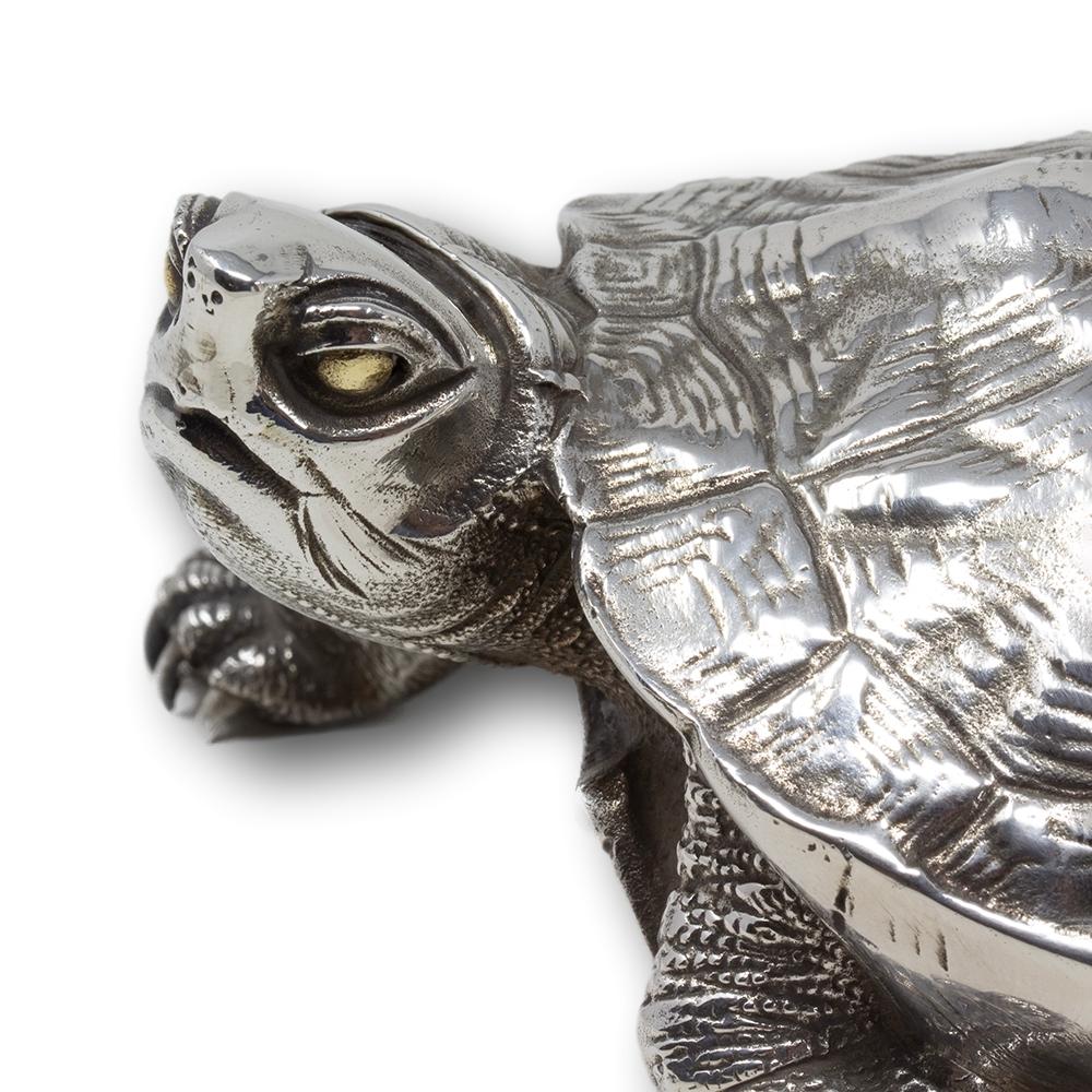 Minogame japonais en bronze argenté ancien de Ryūbundō Période Meiji en vente 6