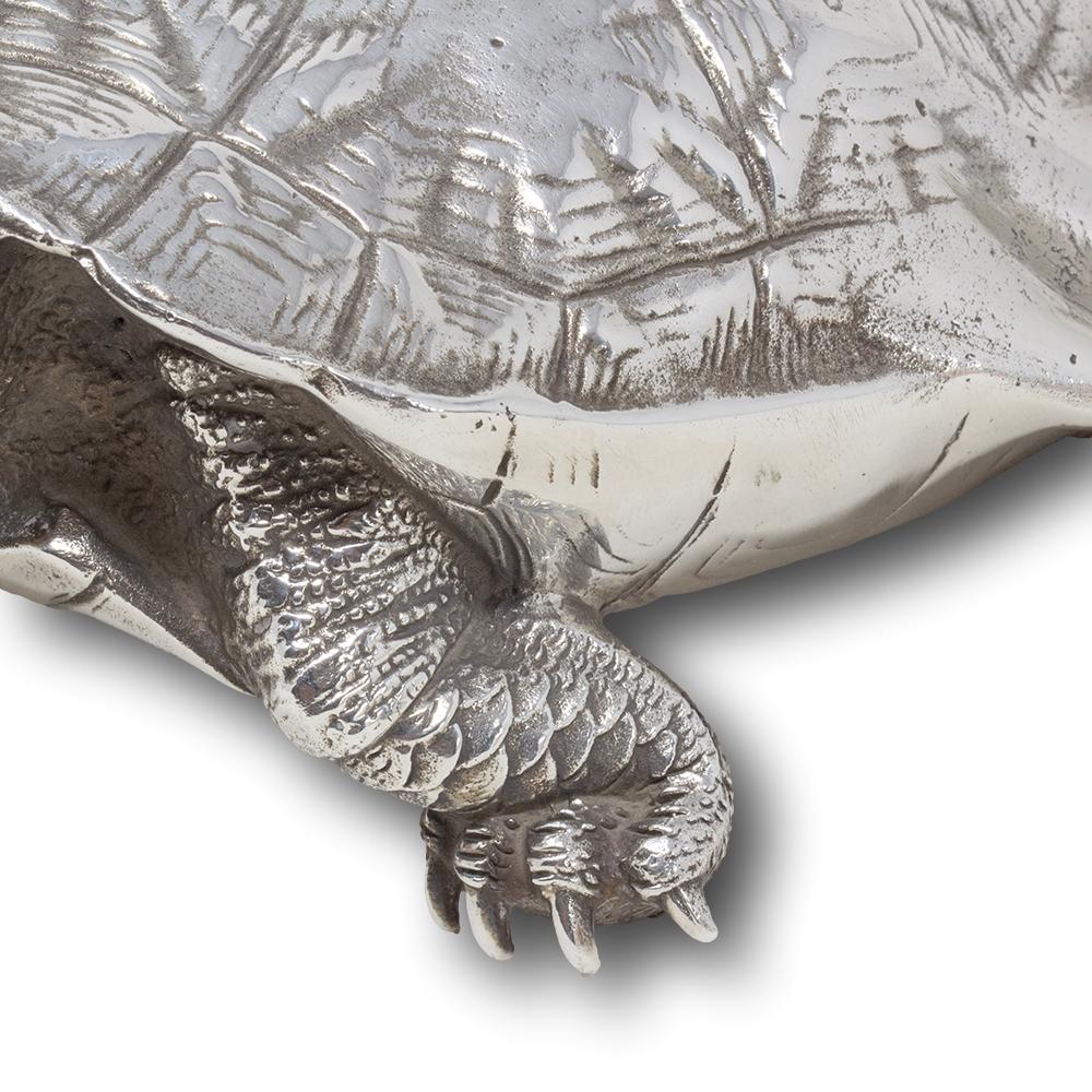 Minogame japonais en bronze argenté ancien de Ryūbundō Période Meiji en vente 8