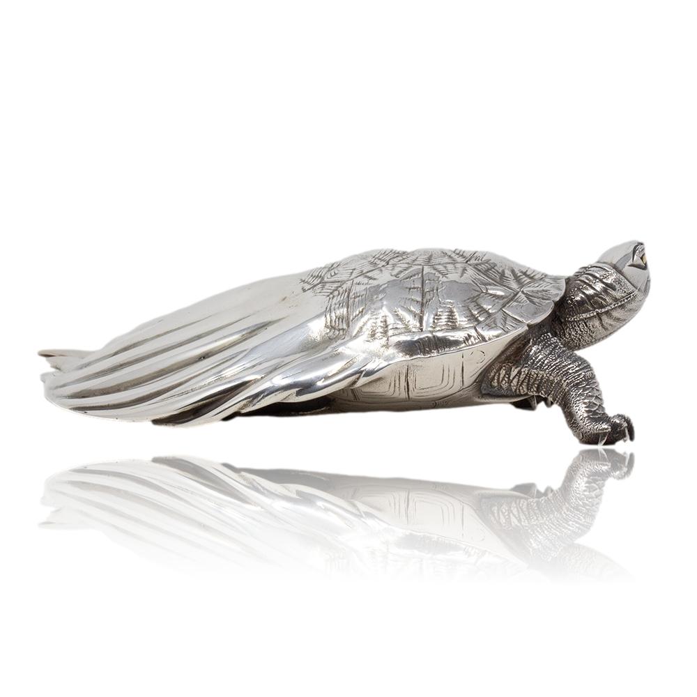 Minogame japonais en bronze argenté ancien de Ryūbundō Période Meiji en vente 1