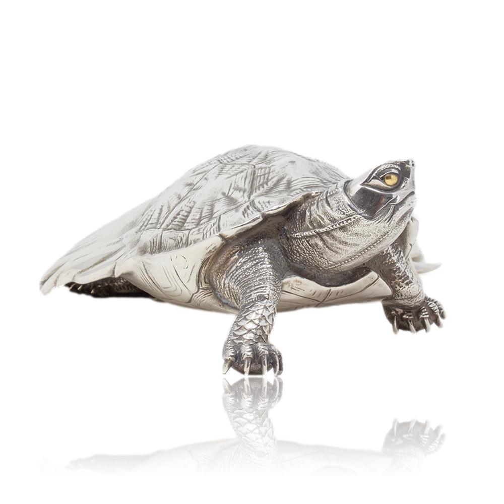 Minogame japonais en bronze argenté ancien de Ryūbundō Période Meiji en vente 2