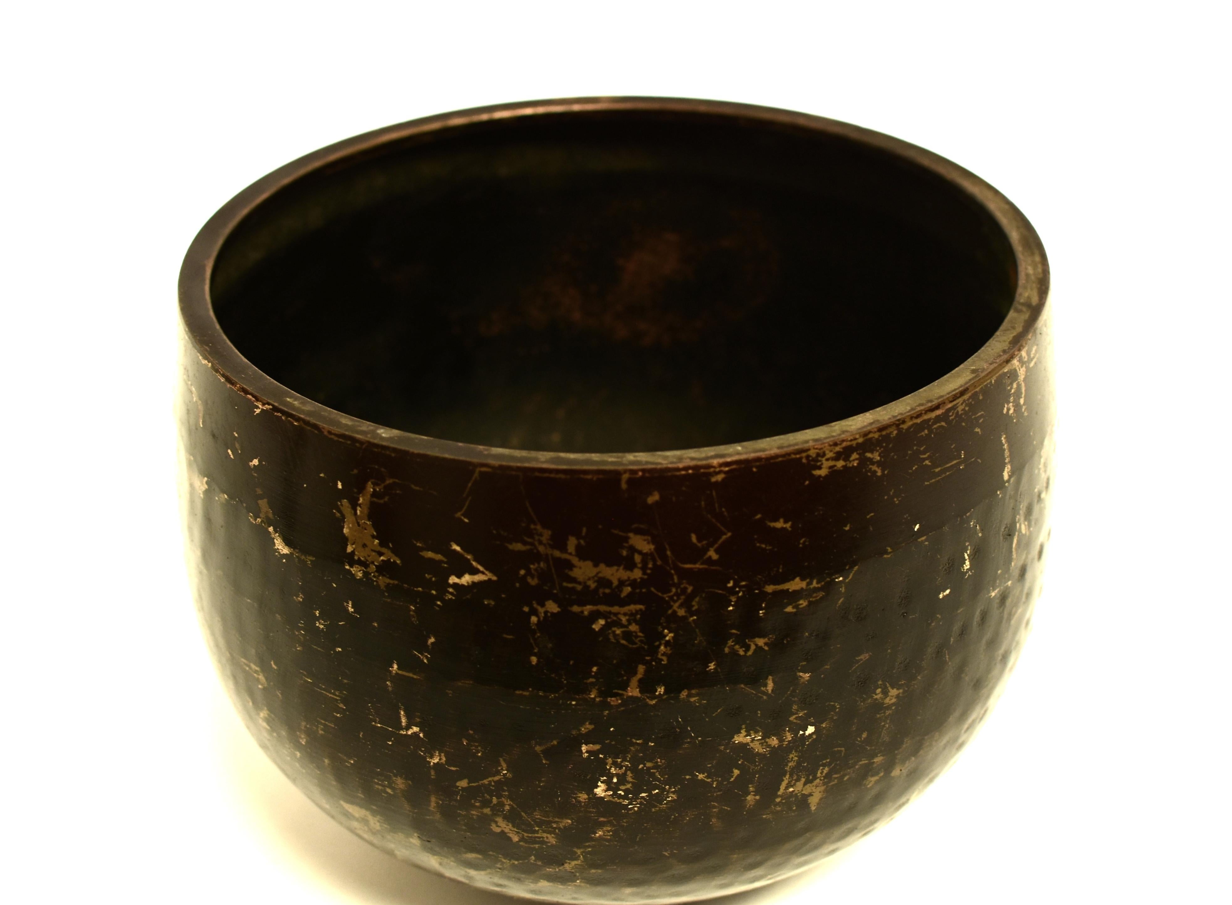 Japanese Antique Singing Bowl Hand-Hammered Bronze Large 7