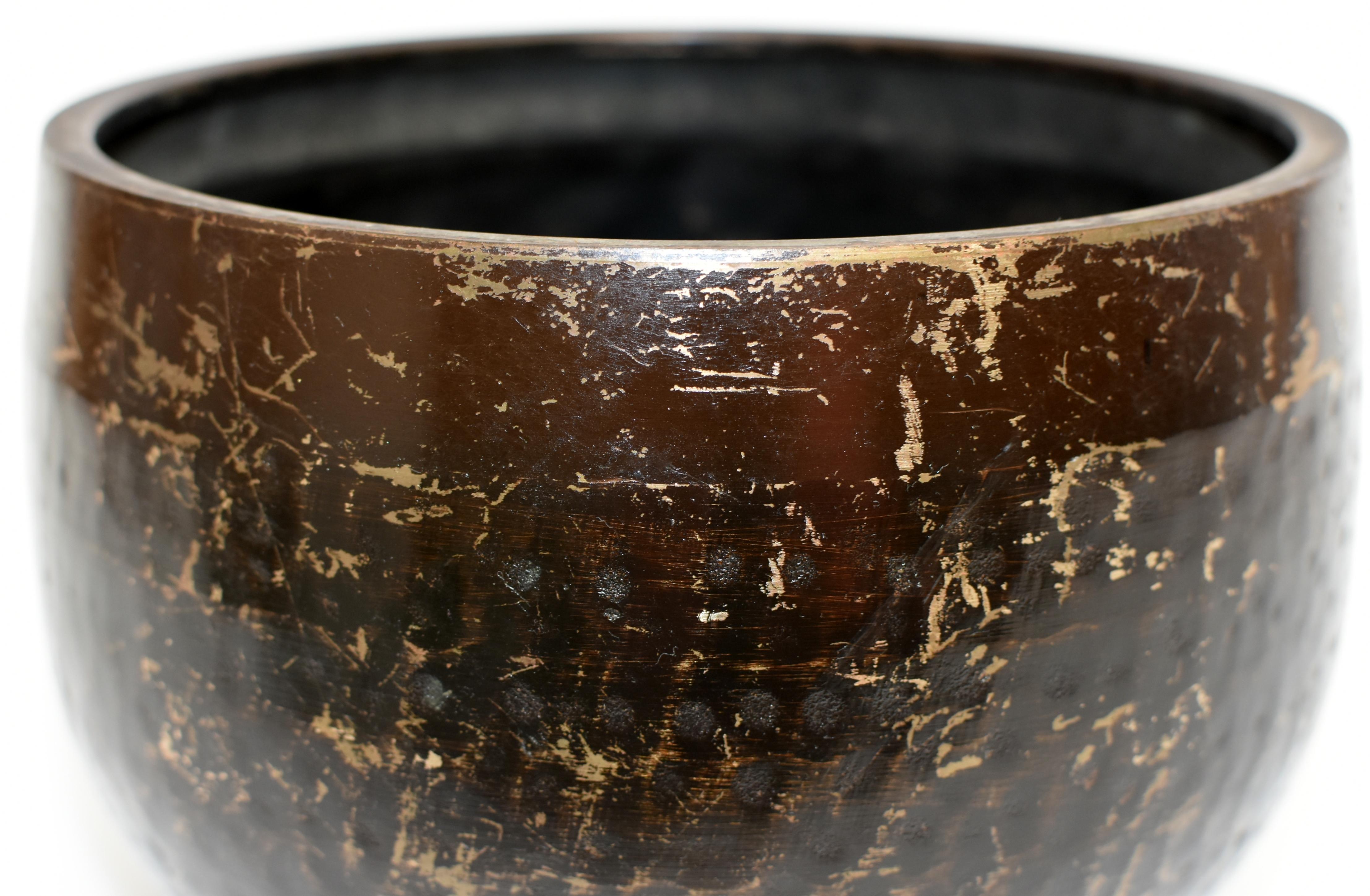 Japanese Antique Singing Bowl Hand-Hammered Bronze Large 9