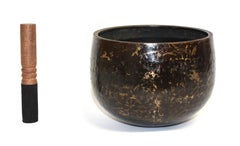 Japanese Antique Singing Bowl Hand-Hammered Bronze Large