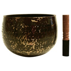 Japanese Antique Singing Bowl Hand-Hammered Bronze Large