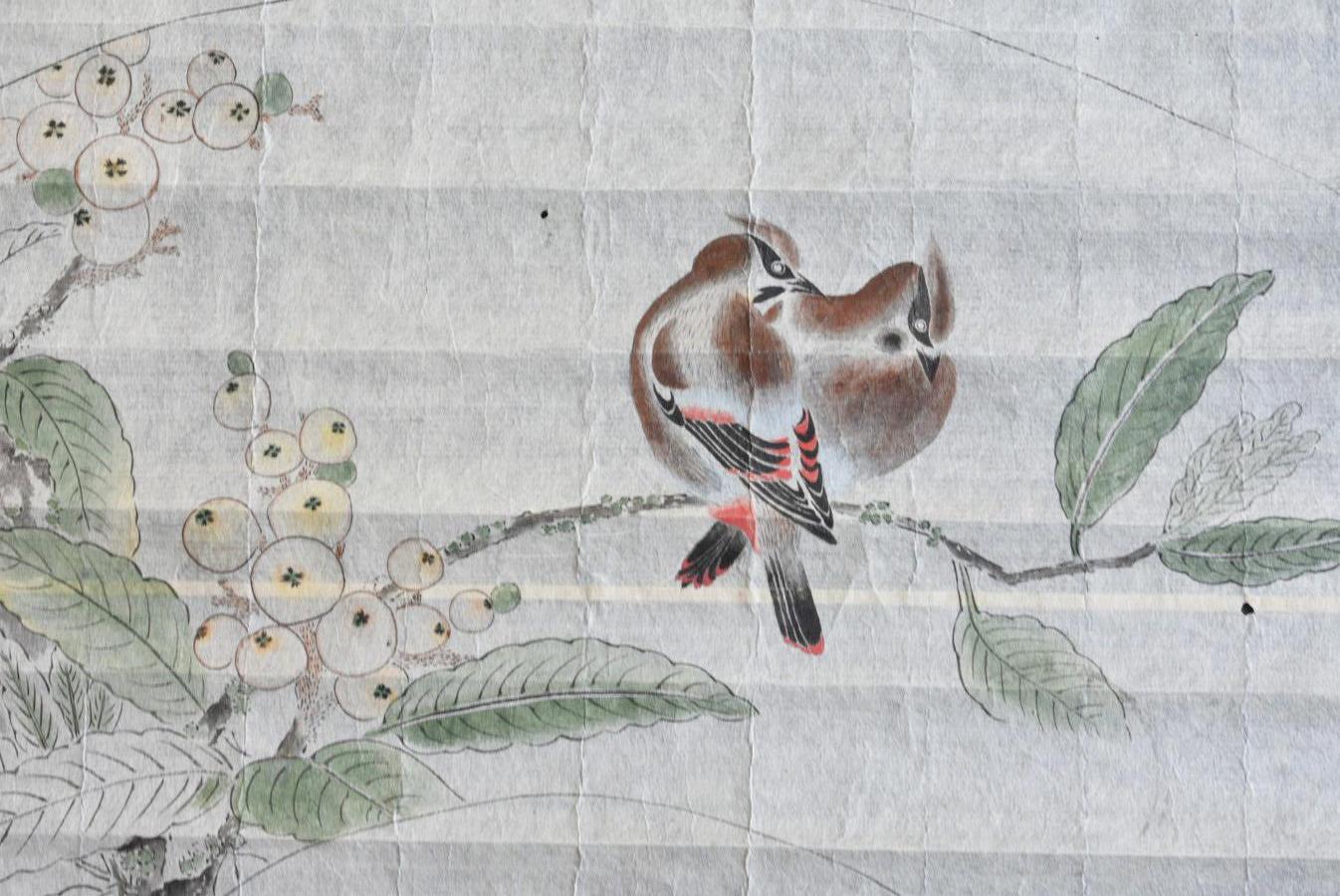 Rouleau de croquis japonais ancien / 1800-1900 / Peintures de fleurs, d'oiseaux et d'animaux en vente 6