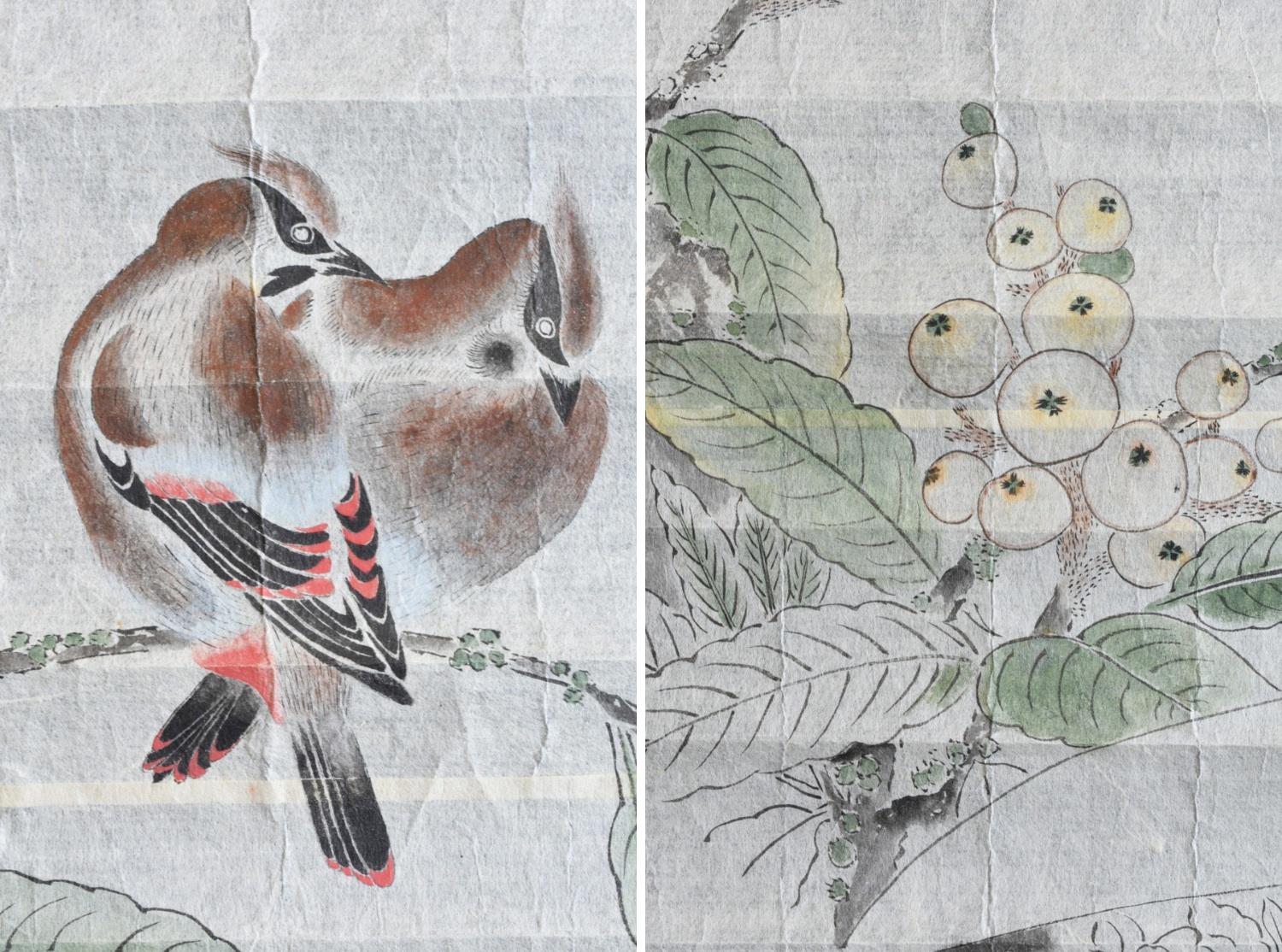 Rouleau de croquis japonais ancien / 1800-1900 / Peintures de fleurs, d'oiseaux et d'animaux en vente 7