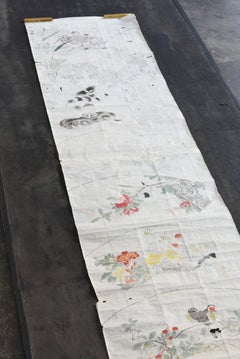 Japanese antique sketch scroll / 1800-1900 / Flower, bird and animal paintings