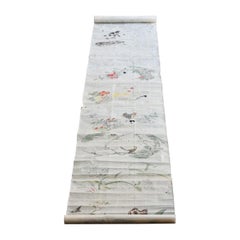 Antico rotolo giapponese per schizzi / 1800-1900 / Dipinti di fiori, uccelli e animali