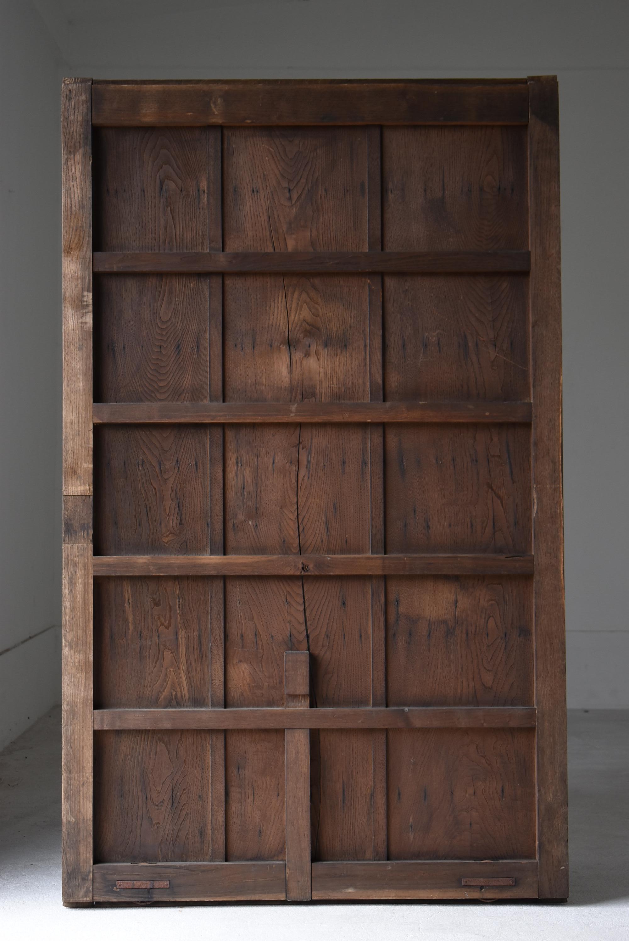 Japanese Antique Sliding Door with Galvanized Steel 1860s-1900s / Wabi Sabi For Sale 4