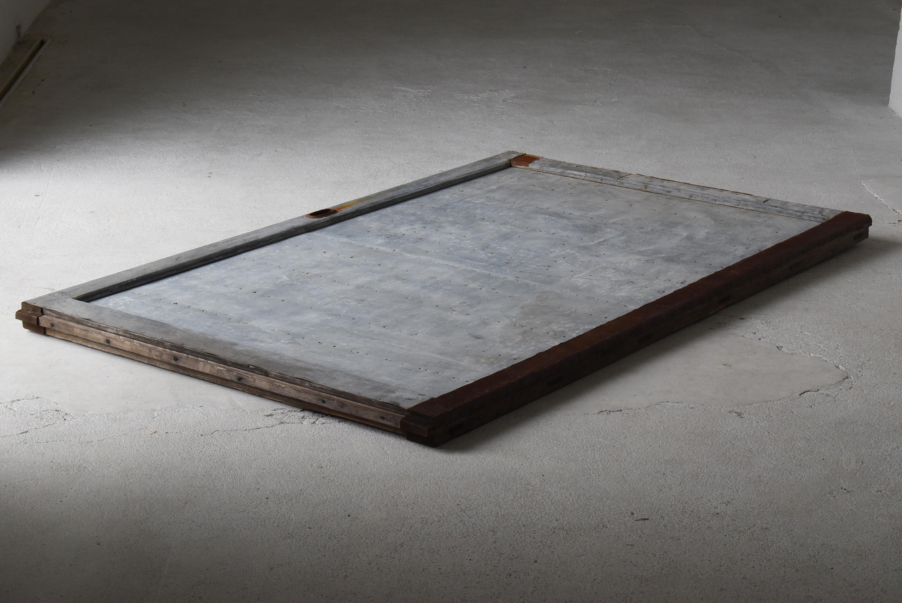 Japanese Antique Sliding Door with Galvanized Steel 1860s-1900s / Wabi Sabi For Sale 10